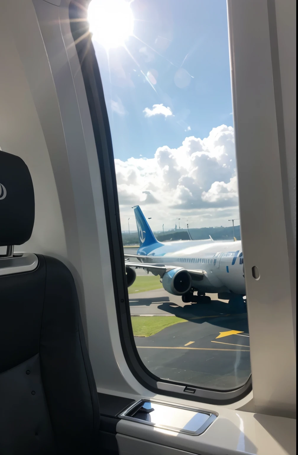 Realistic, cloud, view, airplane, window
