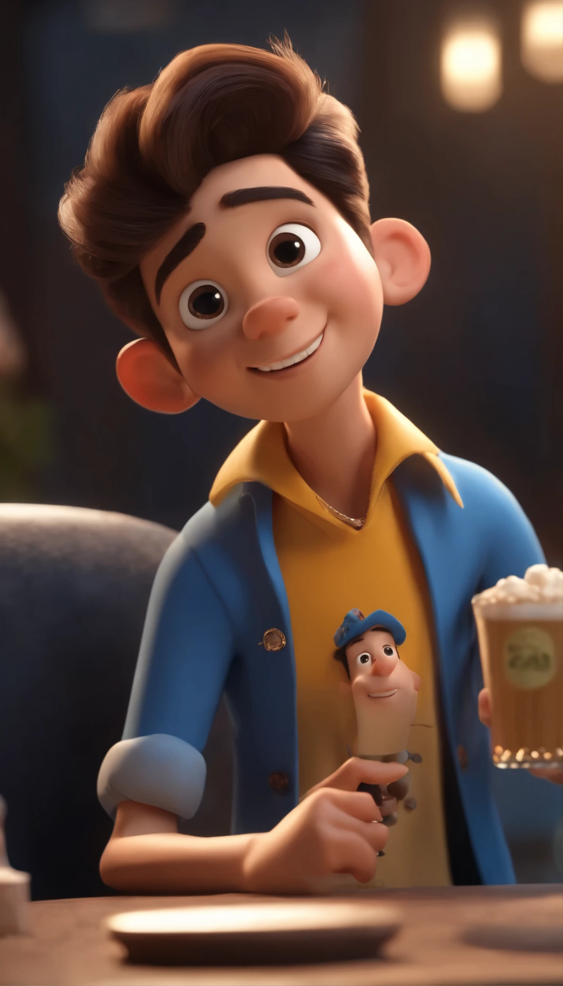 cartoon charactersของชายวัยรุ่น ,Thai person ,handsome ,skinny blue shirt, Animated characters, Stylish characters, Animation style performance, 3D style, Arnold Maya Render, 3d render style, toon render keyshot, 3D characters, 3D characters, Stylish 3D rendering, การแสดง3D characters, cartoon characters, Close-up characters, Character gestures, (Pixar Style) (main part:1.2) (Bokeh) (best quality) (Fine skin) (Fine texture) (8k) (clay) (movie light) (Sharp focus