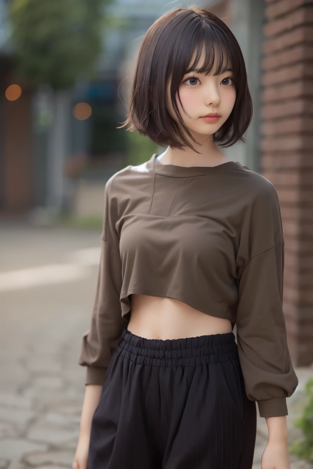 ((sfw: 1.4)), ((sfw, extra short hair, sidelocks-hair, 1 Girl)), Ultra High Resolution, (Realistic: 1.4), RAW Photo, Best Quality, (Photorealistic Stick), Focus, Soft Light, ((20 years old)), ((Japanese)), (( (young face))), (surface), (depth of field), masterpiece, (realistic), woman, bangs, ((1 girl))