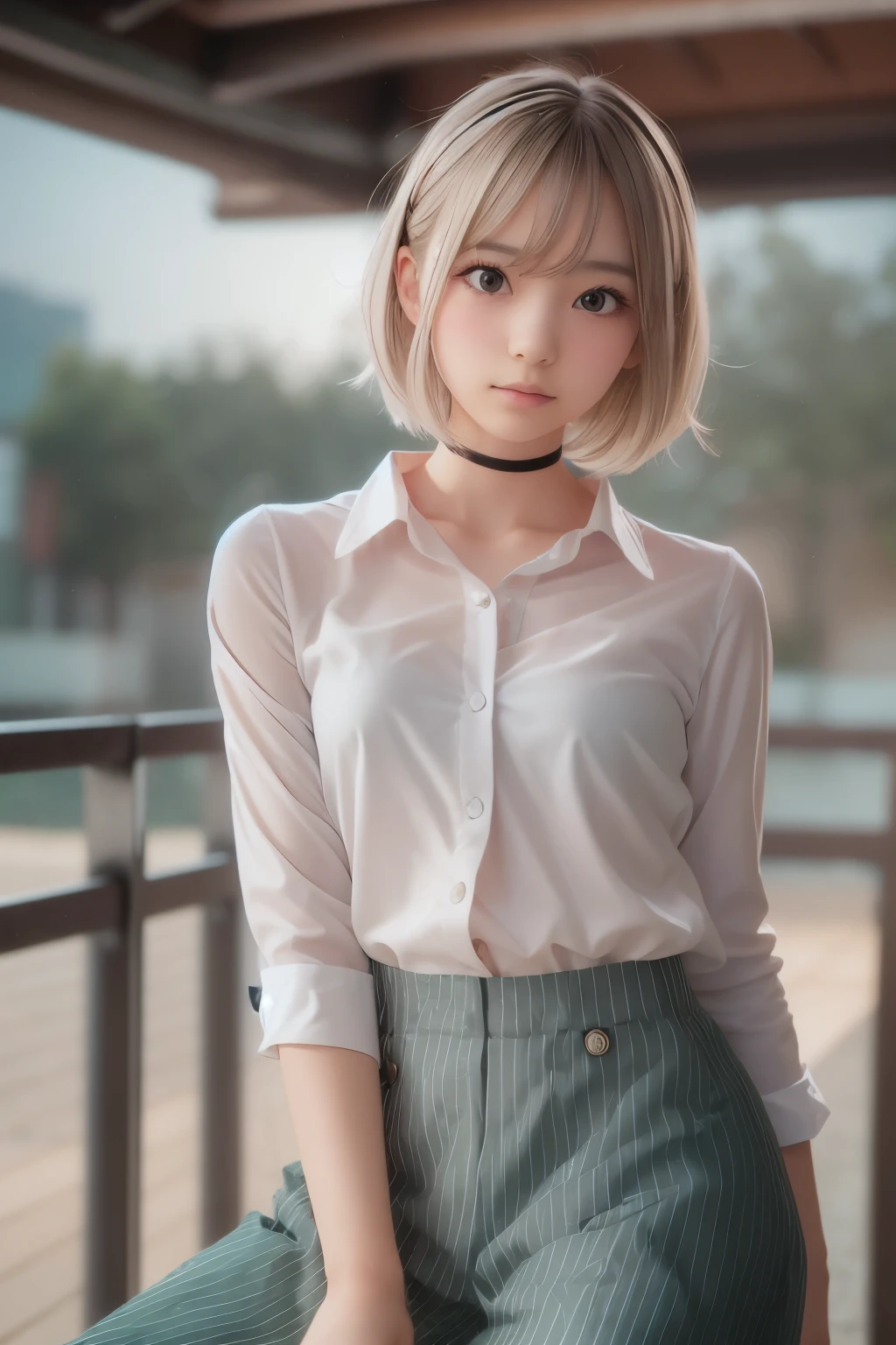 ((sfw: 1.4)), ((sfw, extra short hair, sidelocks-hair, 1 Girl)), (Japanese)), (Blouse), (((Front, Young Face))), (Depth of Field), Ultra High Resolution, (Realistic: 1.4), RAW Photo, Upper Body