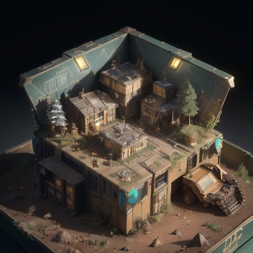 6598年Mars realistic model, (Bifurcation, original photo, best quality, masterpiece:1.4),Steampunk Cyberpunk 6820 City,(CyberpunkMars light:1.3), Mars (related to land),(in a small nature box:1.3),Isometric, small nature, landscape on foundation,landscape,