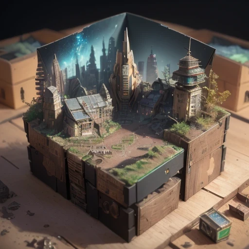 6598年Mars realistic model, (Bifurcation, original photo, best quality, masterpiece:1.4),Steampunk Cyberpunk 6820 City,(CyberpunkMars light:1.3), Mars (related to land),(in a small nature box:1.3),Isometric, small nature, landscape on foundation,landscape,