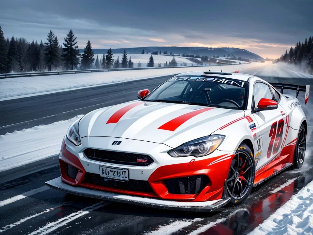 racing car,running through snowy mountain road,drift,2 cars,snow smoke,female driver,(best quality,4k,8k,highres,masterpiece:1.2),ultra-detailed,(realistic,photorealistic,photo-realistic:1.37),HDR,UHD,studio lighting,extreme detail description,professional,vivid colors,bokeh,illustration,landscape,winter scenery,icy surface,winter tires,sparkling snowflakes,fast speed,frozen trees,endless road,adventure,excitement,xenon headlights,windshield wipers,roaring engines,sharp curves,serpentine road,steering wheel,input lag,sharp turns,acceleration,furious competition,blizzard,adrenaline rush,frozen breath,dynamic motion,snowy trail,intense chase,icy cliffs,driven by passion,extreme sports,daring drivers,combat racing,competitors,frost,driver's focus,exhilaration,competition spirit,racing suits,camera angles,fisheye lens effect,wide shots,action-packed scenes,fast-paced race,wintry conditions,icy challenge,high-octane race,whiteout conditions,cold temperature,icy drifts.