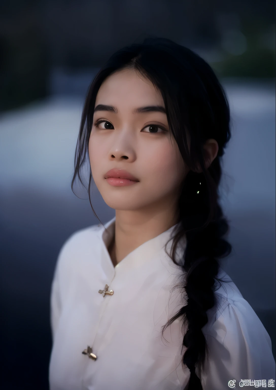 arafid (arafed) long black hair、Asian woman in white shirt, a young asian woman, Young cute asian face, Southeast Asian round face, Soft portrait shots in 8K, young asian girl, an asian woman, Chinese girl, a lovely young woman, young asian woman, 60 mm portrait, Asian girl with long hair, Detailed face of an Asian girl