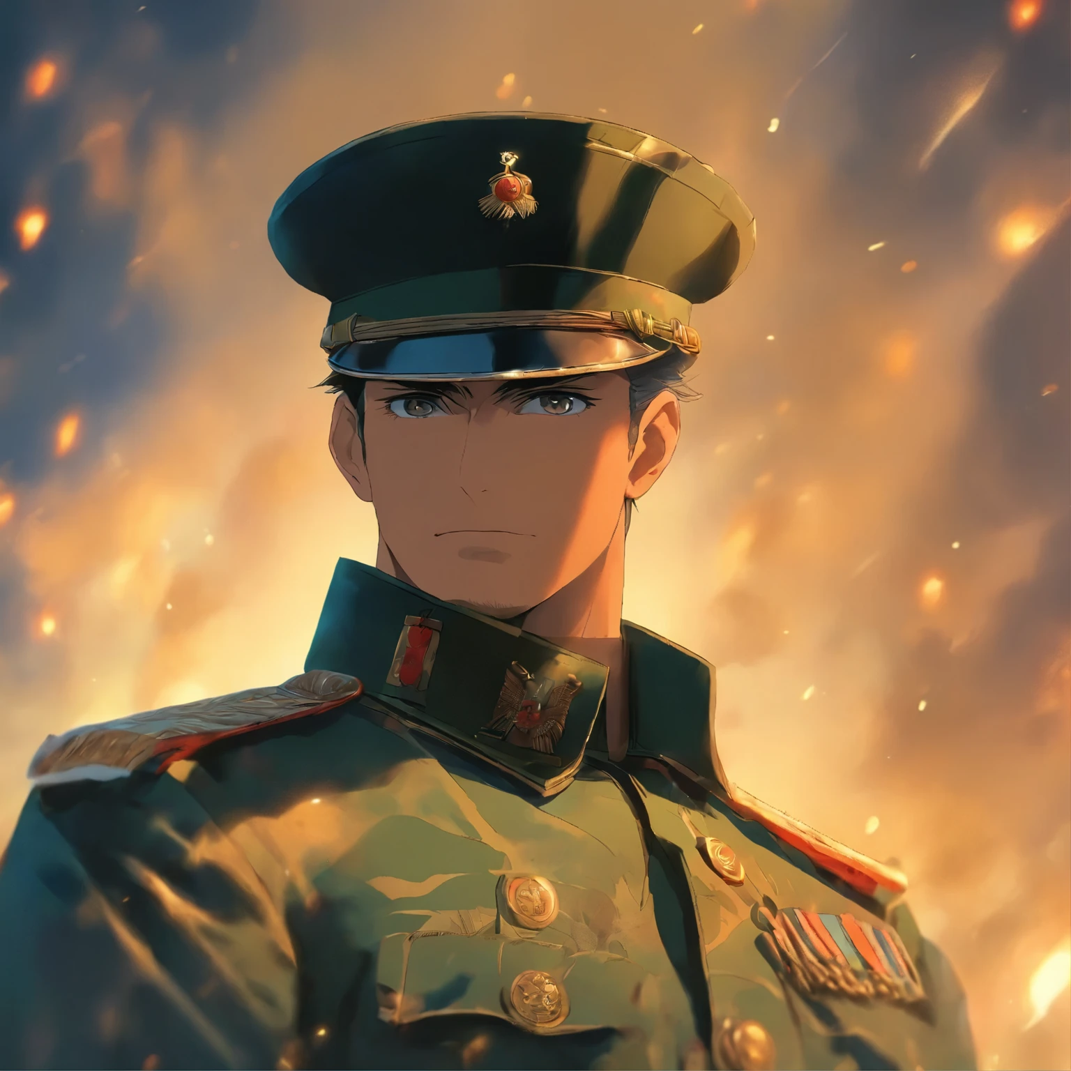 Anime-style portraits of a tank commander