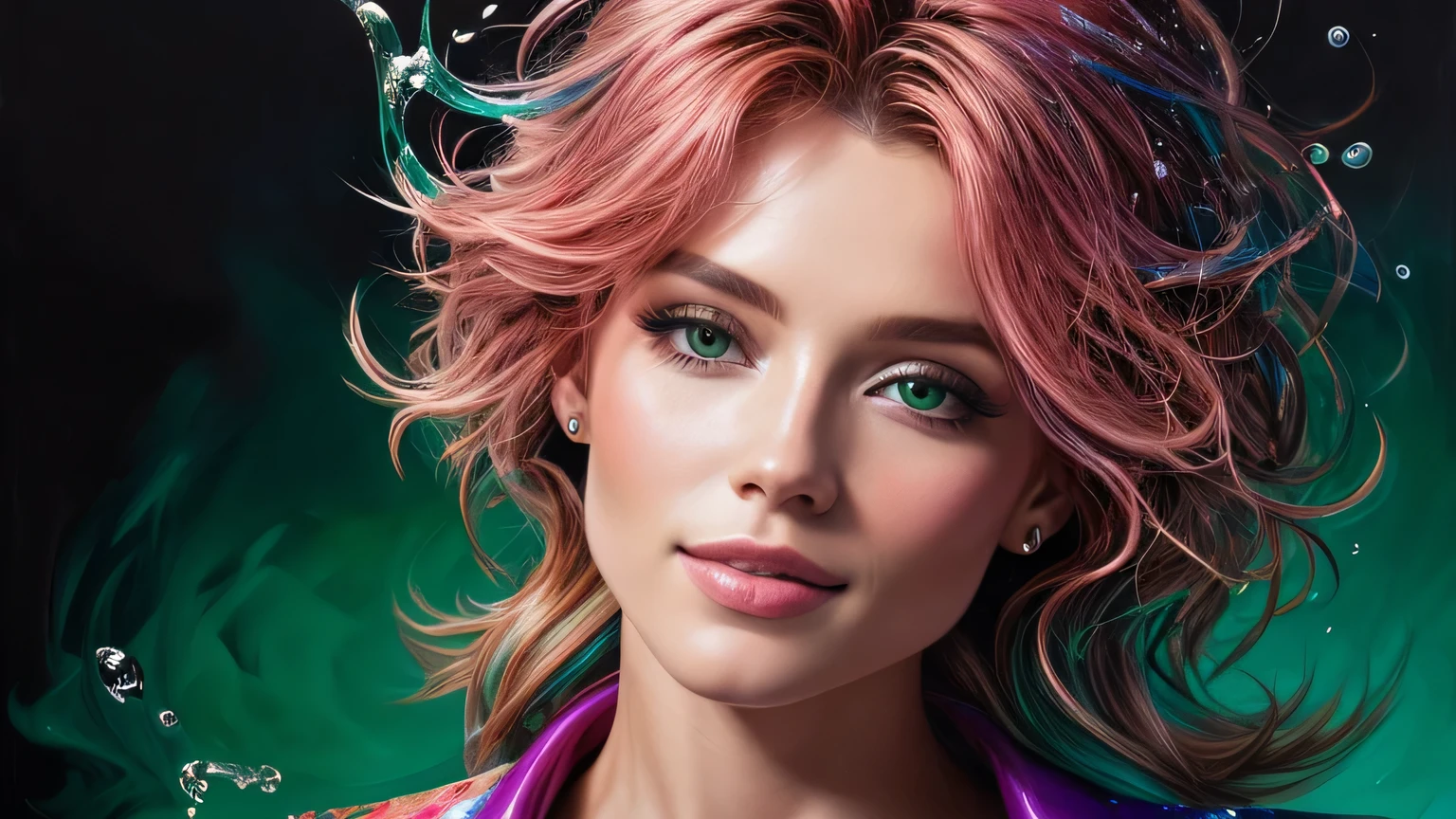 Mulher bonita e colorida: mulher de 35 anos, Messy hair, oil painting, lindo e rosto perfeito com pele macia, rosto perfeito, cores verdes rosa, Clear and violet magnet additions, light red additions, Doutor, Doctor wearing lab coat or suit holding newborn baby on lap intricate details home screen 8k resolution masterpiece beautiful face photorealistic digital painting art station smooth fluid black paint: Photorealistic masterpiece in 8K resolution: fluido de pintura em guache intrinsecamente detalhado: by John Baptist Mongue: caligrafia: acrylic: Arte em aquarela, fotografia profissional, natural lighting, Ilustra??o fotografica maximalista com ilumina??o volumetric: para Martin Bobzert: , complex, elegante, expansivo, Fantastic