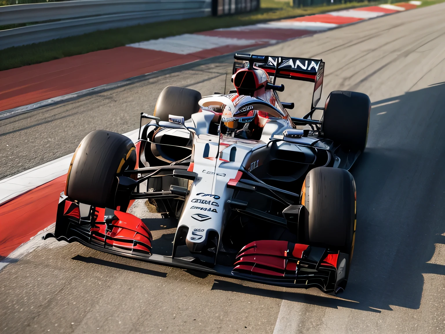 Formula Arafid racing car on track with red and white flags, f 1/3, f 1/4, f 1, F11:6, F / 1, F11:10, Formula 1, formula one car, f1 racing car blurred in background, f 1 1, F11, f 2 0, 