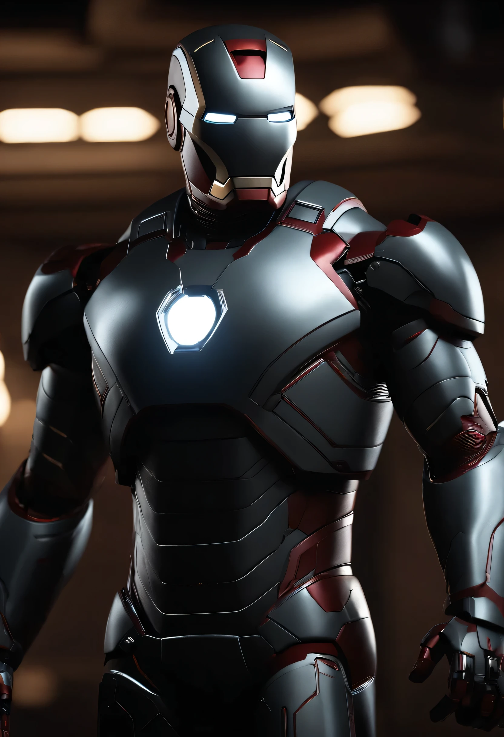 marvel, bald iron man, 50s, realistically, dynamic lights, old man, bald, short gray beard, full shot, (extremely detailed 8k CG unit wallpaper), trending on ArtStation, trending on CGSociety, high detail, focus sharp, dramatic, photorealistic