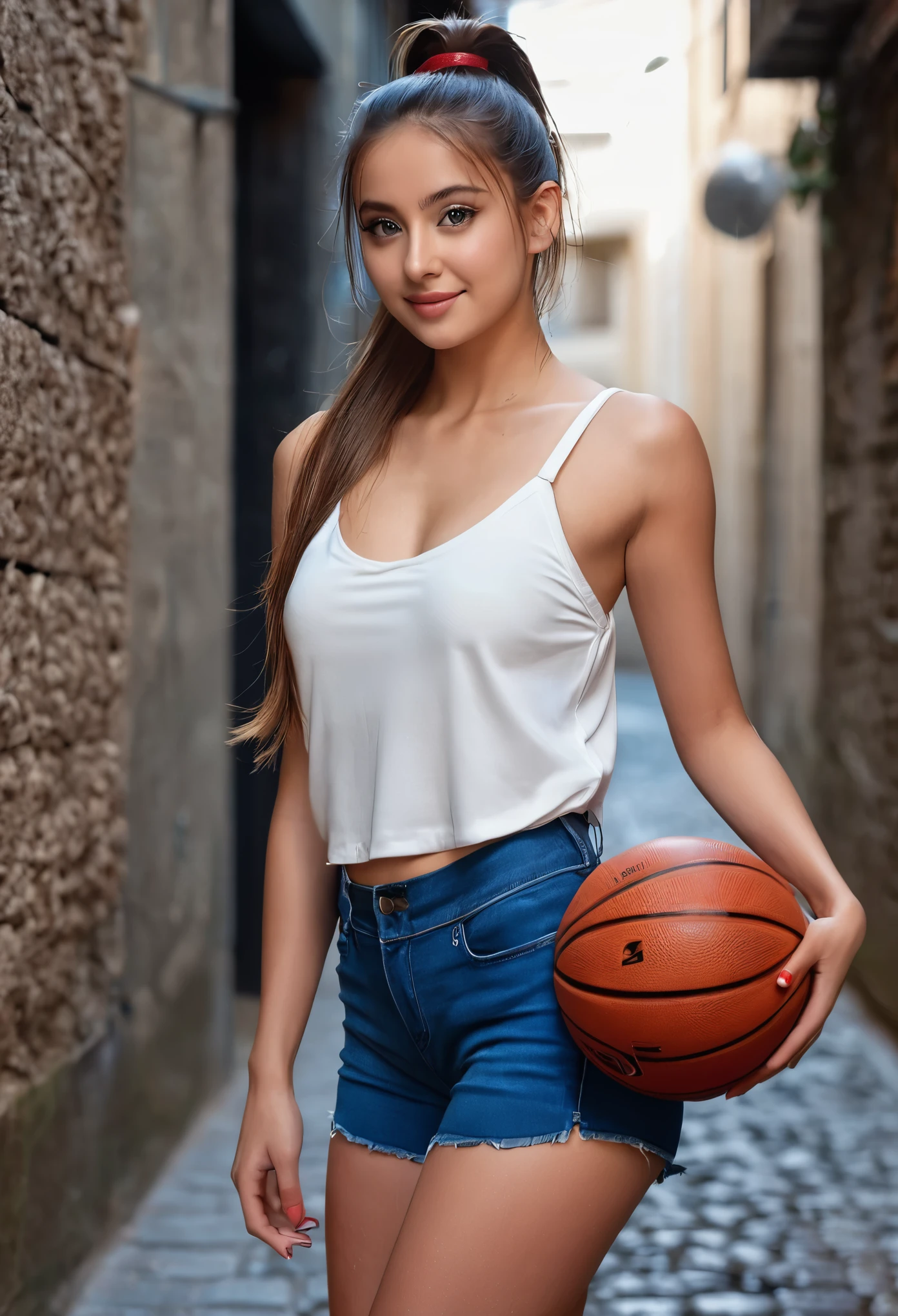 Beautiful Instagram model,small breasts ,round breasts ,small waist ,big round legs ,round buttocks ,Light brown hair ,