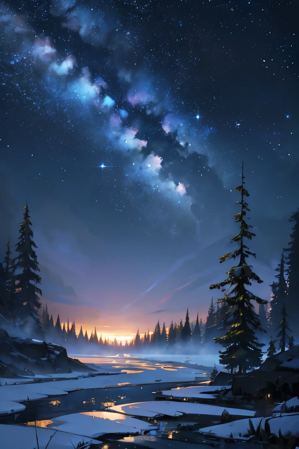 A landscape where stars and darkness intersect