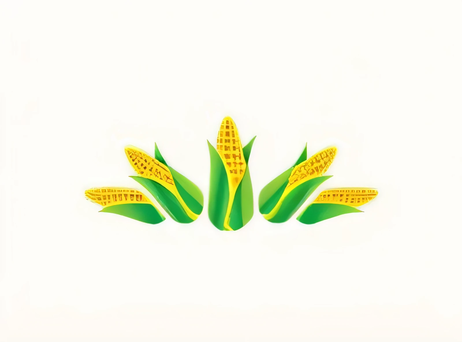 a close up of two corns with leaves on a white background, corn, corn on a cob everywhere, corn floating in ocean, simple illustration, corn chess board game, por Carey Morris, foto de tendencia, ilustracion, por Robert Richenburg, arte svg, by José Werner, vector illustration, grano alto, by Mario Bardi