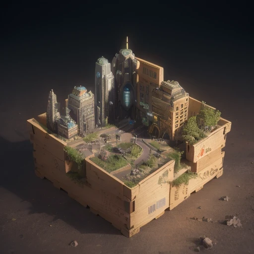 6598年Mars realistic model, (Bifurcation, original photo, best quality, masterpiece:1.4),Steampunk Cyberpunk 6820 City,(CyberpunkMars light:1.3), Mars (related to land),(in a small nature box:1.3),Isometric, small nature, landscape on foundation,landscape,