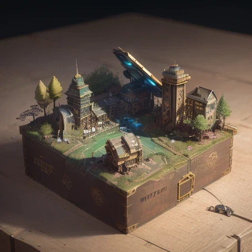 6598年Mars realistic model, (Bifurcation, original photo, best quality, masterpiece:1.4),Steampunk Cyberpunk 6820 City,(CyberpunkMars light:1.3), Mars (related to land),(in a small nature box:1.3),Isometric, small nature, landscape on foundation,landscape,