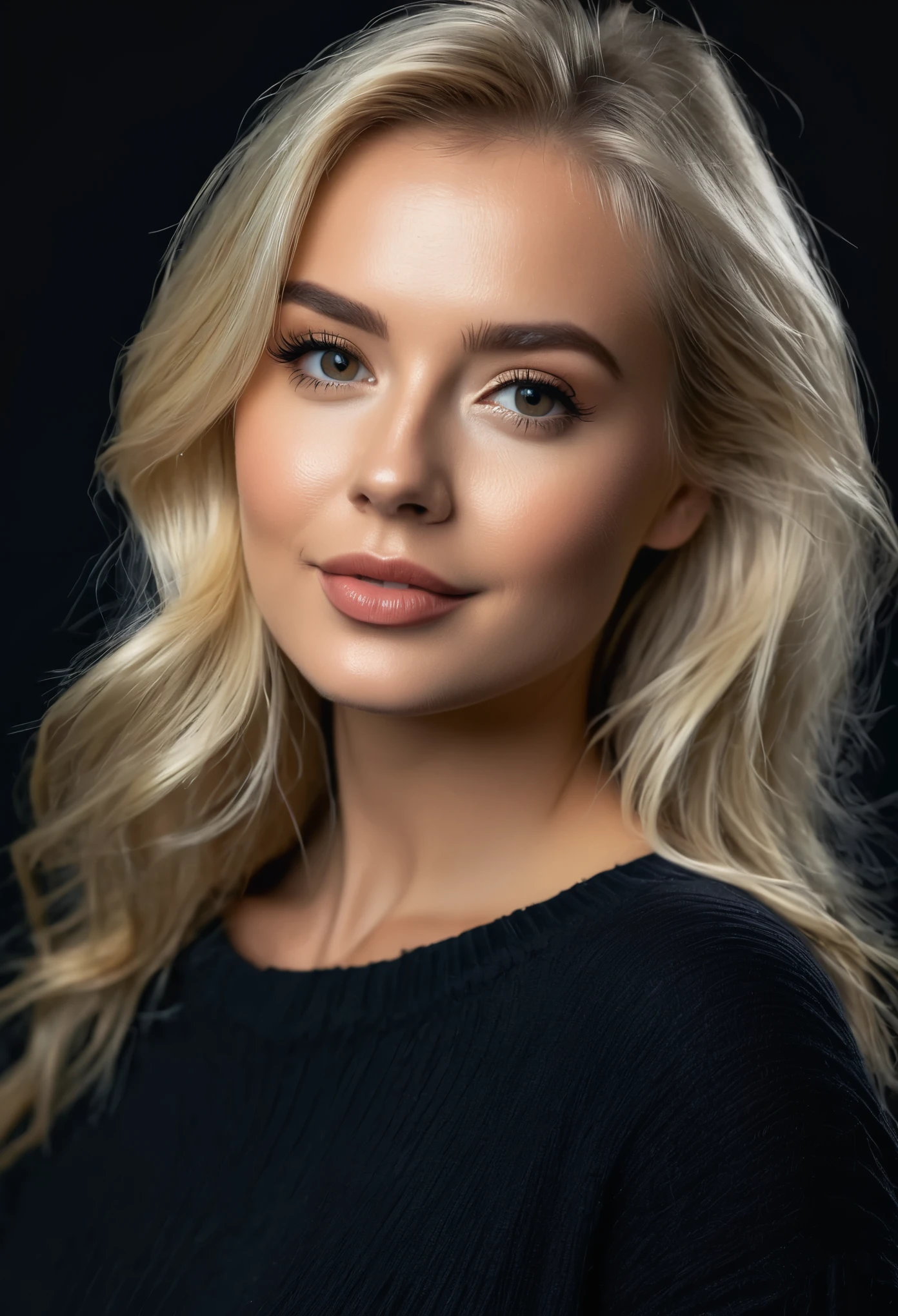 super cute nsked blond woman in a dark theme