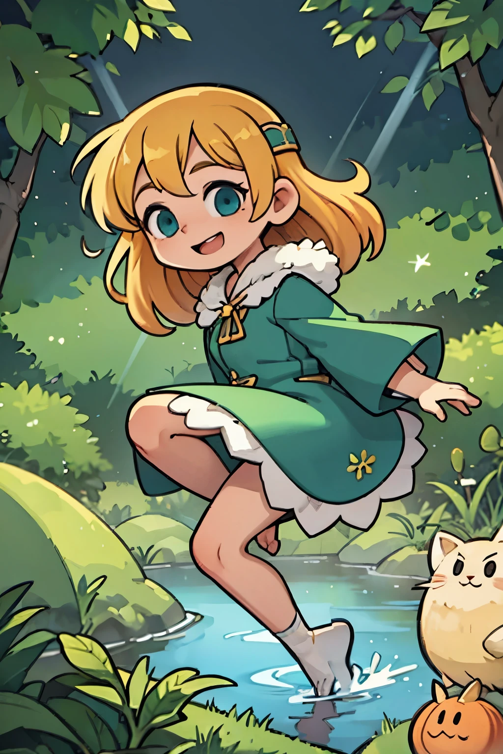 ((Highest quality)), ((masterpiece)), (detailed), Moriya Suwako short hair middle breasts naked Cute face Angry face thighs Blonde Inner Legs Standing