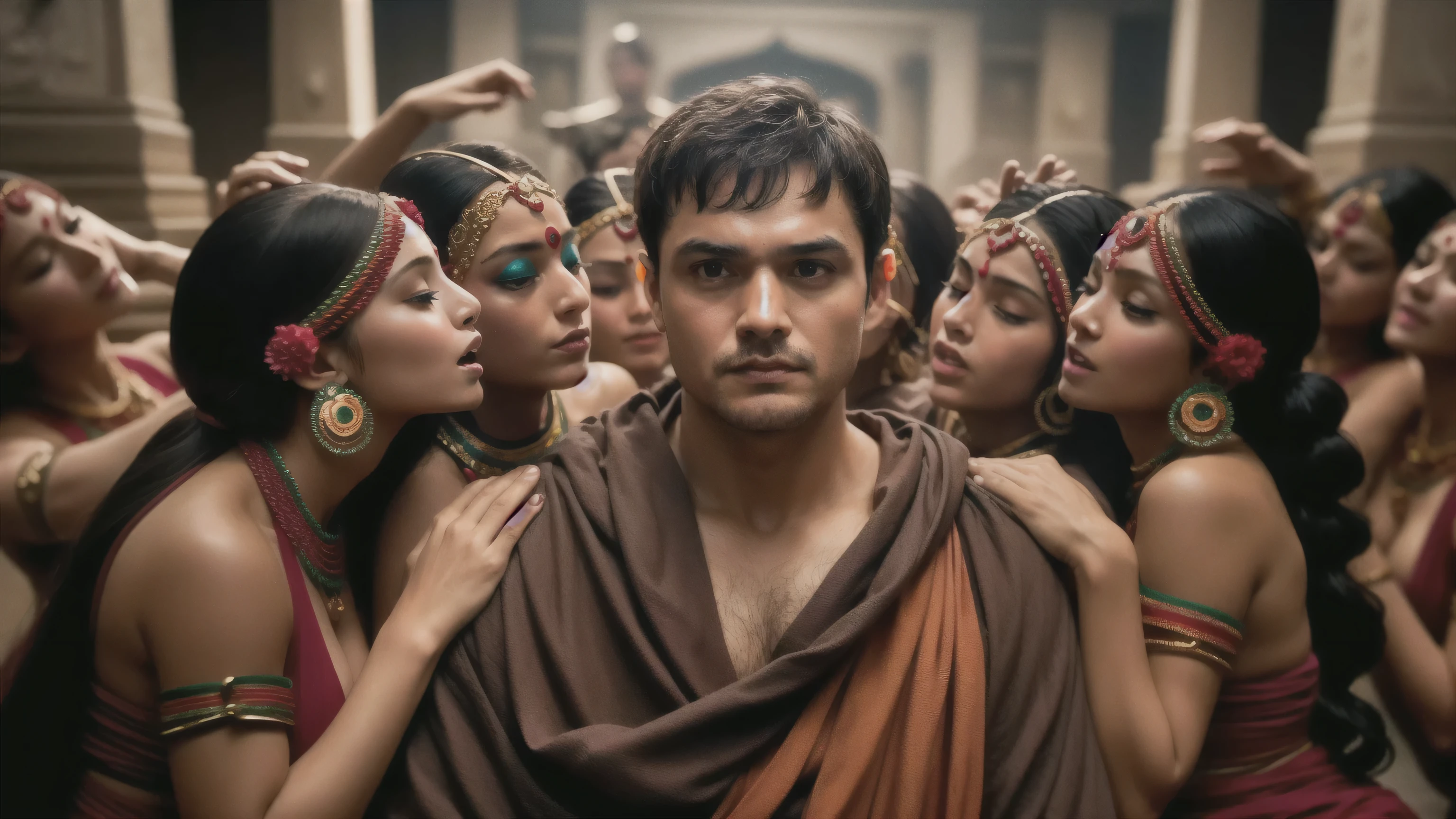 A group of about 40 women gathered at the temple., 8K movie still, movie stills 8k, From a fantasy movie, film Still from the movie, Inspired by Kailash Chandra Meher, India, Still from the movie, 受賞歴のあるmovie stills, movie stills, movies aren&#39;t like that&#39;It&#39;s not over yet, 4k movie still, 4k movie still