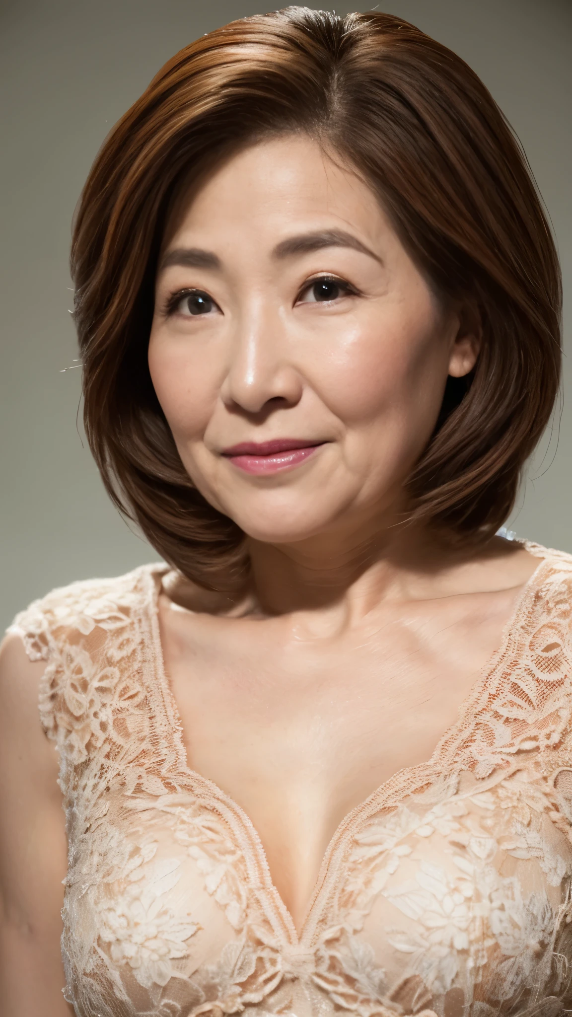 (close up of face), remove background, gravure, facing the front, ((photorealistic)), flashy makeup, from the chest up, masterpiece, highest quality, Super detailed, realistic, super dense skin, anatomically correct, (1 Japanese mature woman), (alone), 100 years old, big breasts, mature celebrity, Glamour, Sexy, pure white skin, looking at the viewer,