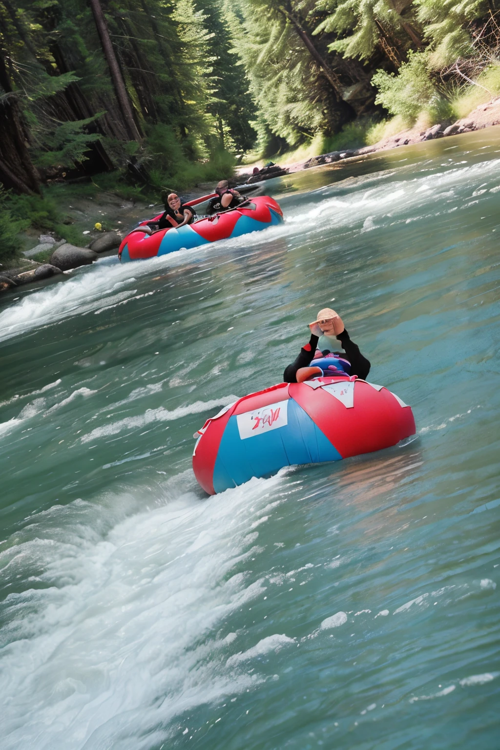 Western mountain river, tubing and partying