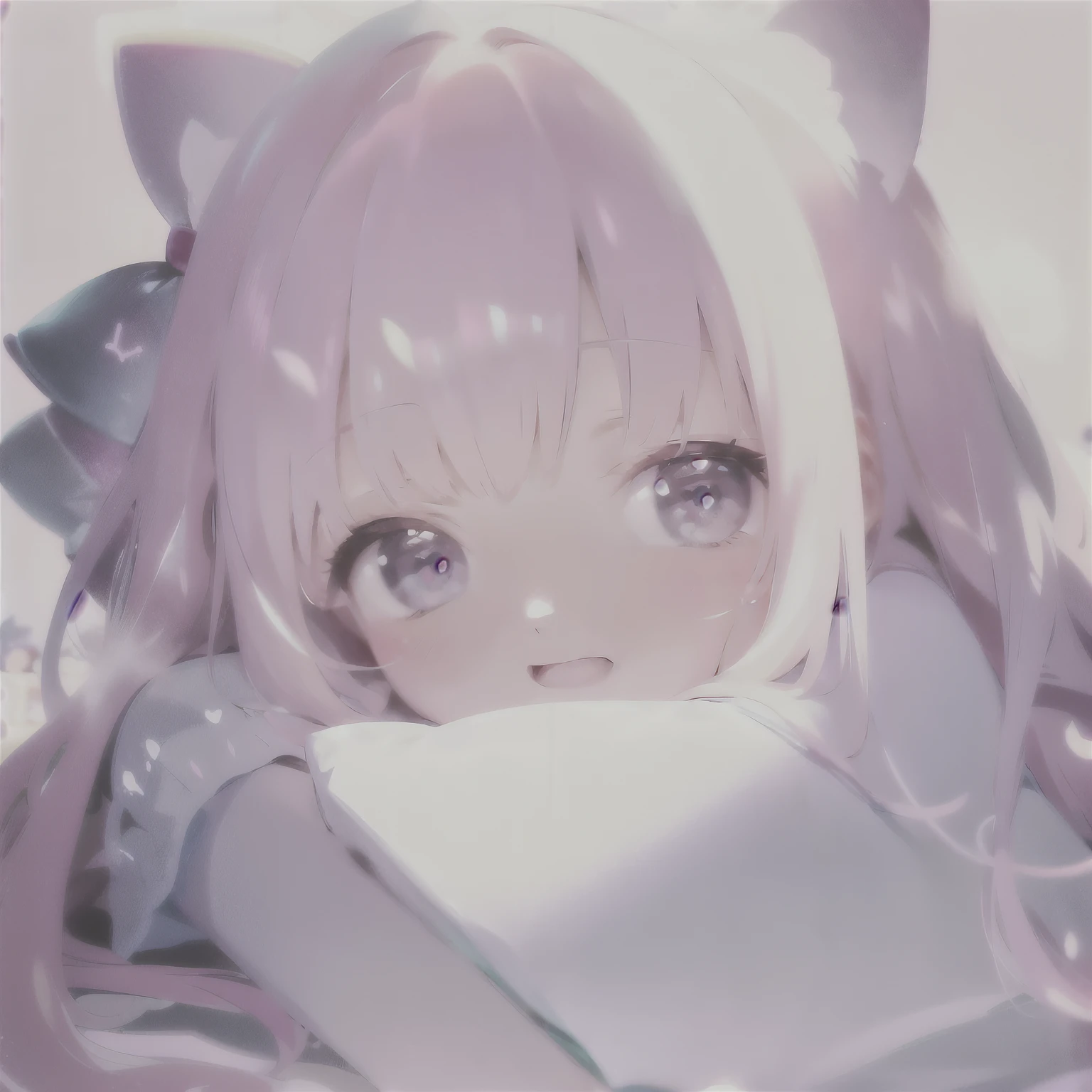 anime girl with pink hair and green eyes holding a pillow, cute anime catgirl, Anime visual of a cute girl, beautiful anime cat girl, Soft anime illustration, anime cat girl, anime girl with cat ears, 非常美丽的anime cat girl, cute anime girl, cute anime, cute anime face, extremely cute anime girl face, (anime girl)