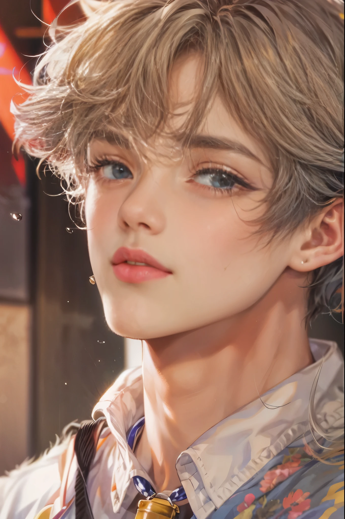 (masterpiece, best quality, close-up) character from highschool musical, handsome boy, anime eyes with short hair, stylish clothes , modern home interior details
