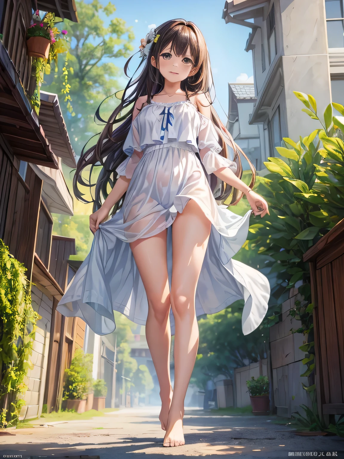 masterpiece, highest quality, One character, full_body, barefoot, white_background, (size: 1024x2048), (solve: 300dpi)