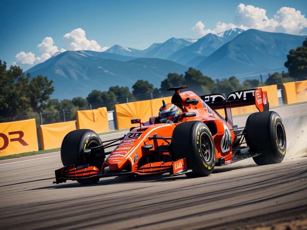 best quality,4k,8k,highres,masterpiece:1.2,ultra-detailed,realistic:1.37,F1 racing car,fast,agile,aerodynamic,carbon fiber bodywork,sleek design,vibrant colors,high-speed motion,precision,adrenaline rush,precision engineering,curves,sharp turns,roaring engine sounds,driver's seat,steering wheel,powerful engine,acceleration,high-performance tires,nitro boost,graceful handling,streamlined,glamorous,female driver,confident,dedicated,professional,racing suit,helmet,protective gear,intense focus,superior skills,competitive spirit,breathtaking race track,thrilling atmosphere,grandstands filled with enthusiastic spectators,checkered flag,flying sparks from the friction of the tires,blurring speed,expertly maneuvering through challenging corners,roaring crowd,unpredictable outcome,heart-pounding race.