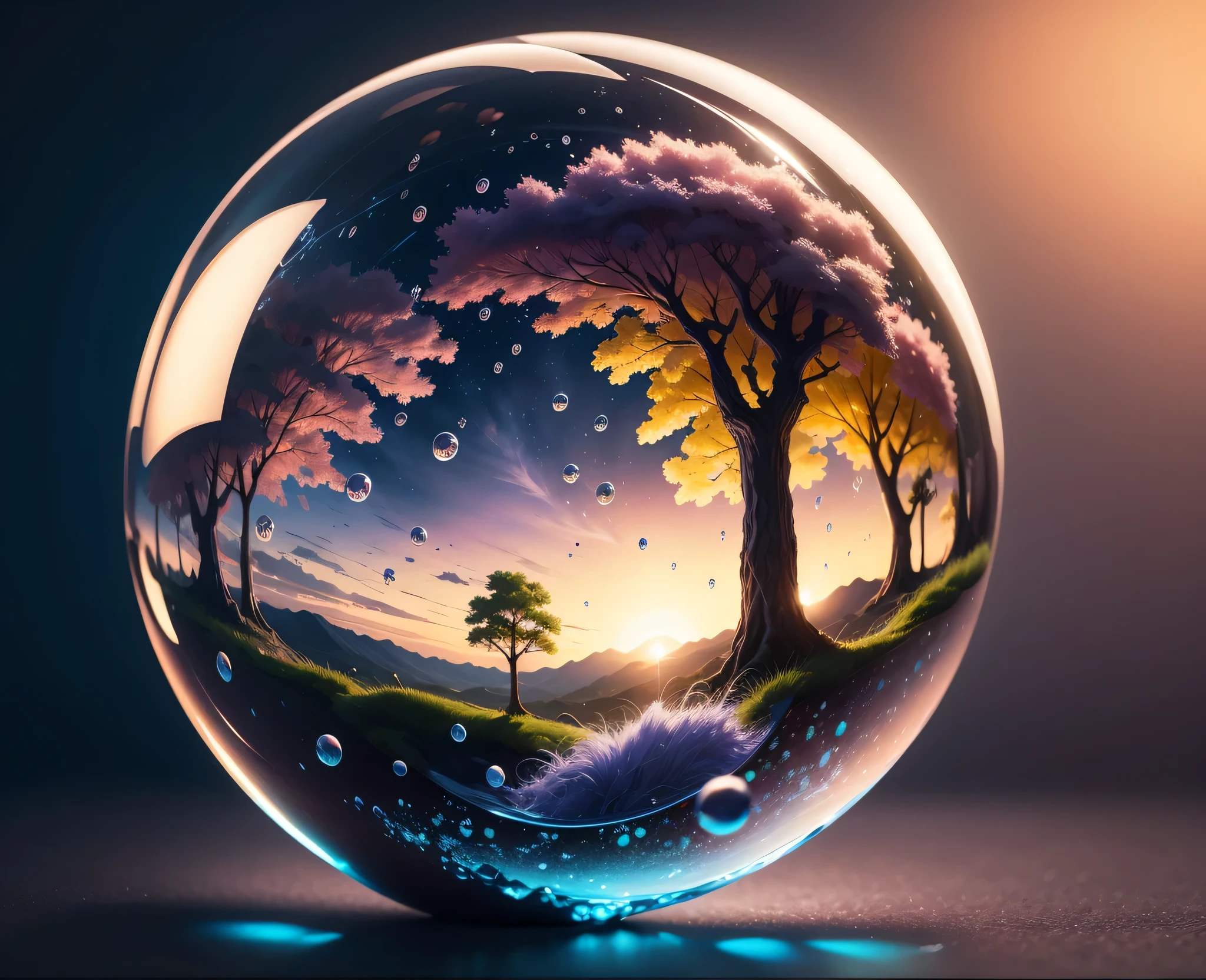 Arafad's glass ball image,There is scenery inside, tree of life inside the ball, 4k Very detailed figures艺术, Detailed digital 3D art, Digital painting is very detailed, Very detailed figures艺术, Very detailed figures, stylized digital art, Very beautiful digital art, High detail digital art, Beautiful digital artwork, 8K Stunning Artwork