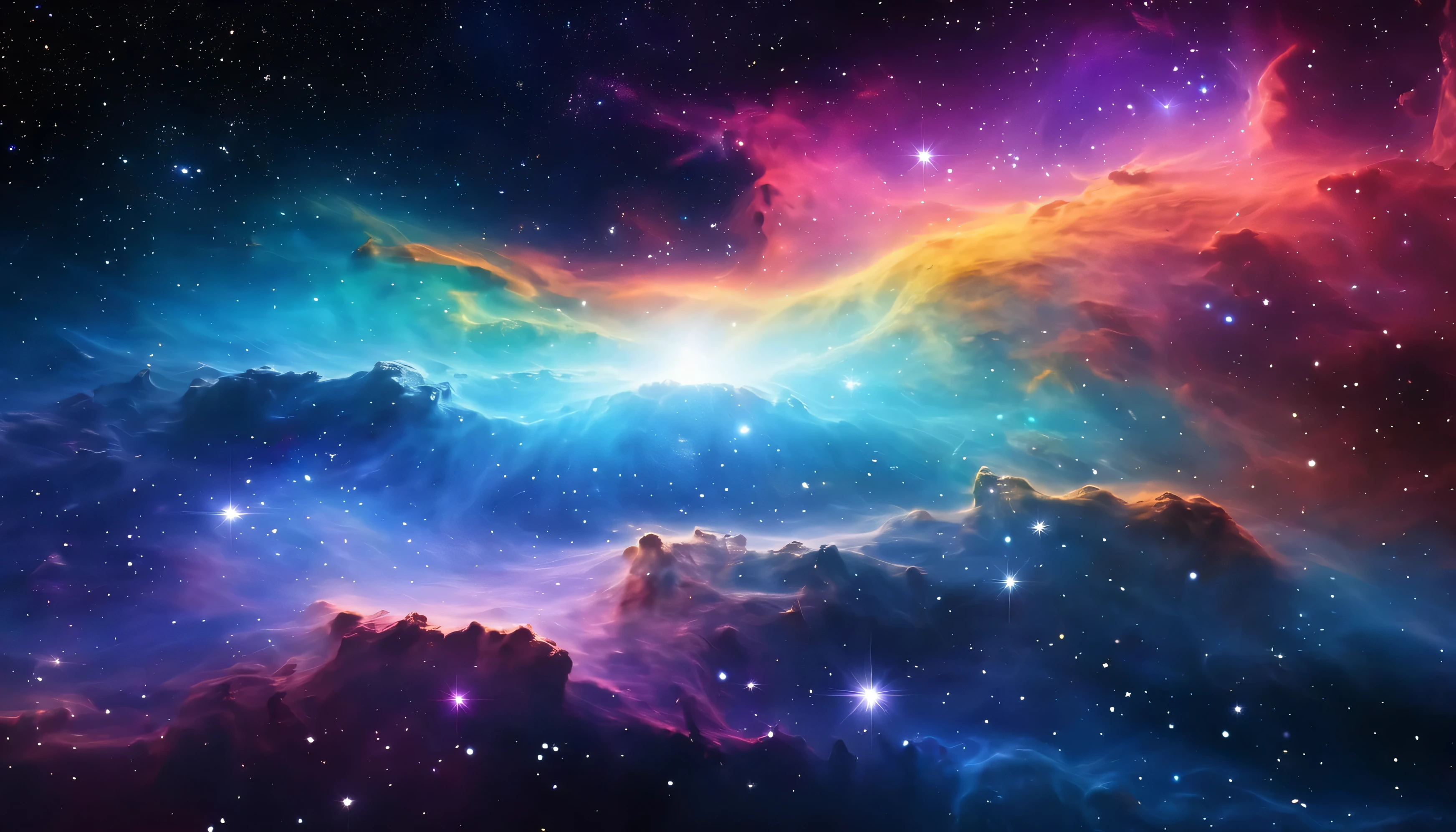 star background with some colorful nebula, no moons