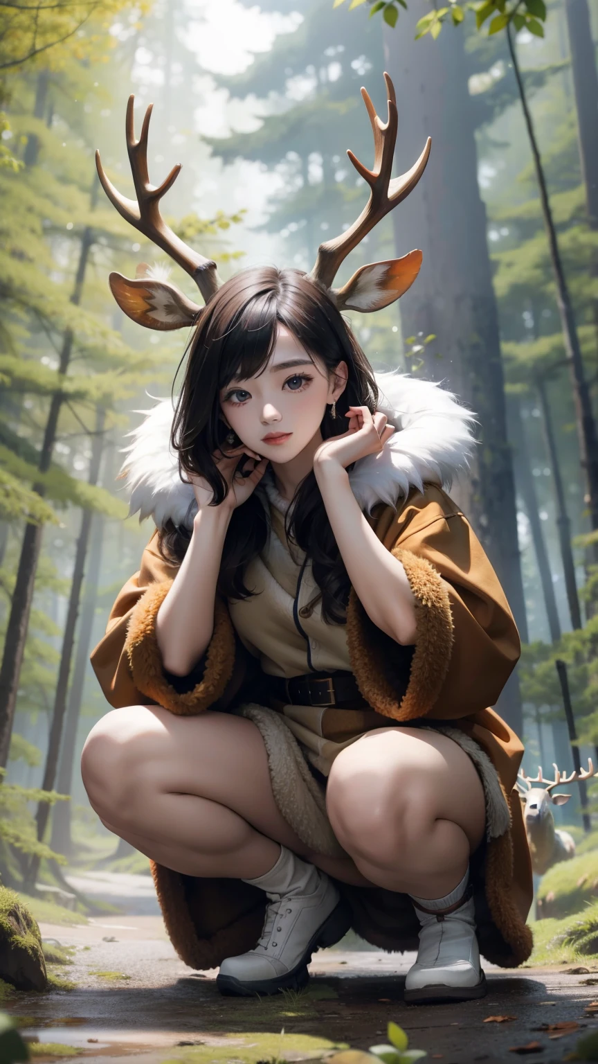Russian Girl - Wood Elf Druid in the Forest (RPG), dressed as a druid, Fantasy,TOLKIEN,8K ,真实感, Photo , hight resolution, real looking skin, No cosmetics, A big white wolf stands in the distance,, to the girl : elf-ears , Sophisticated appearance, plump body, pale skin with fair skin, girl dressed as a druid ,elf,In clothes, fentezi, mystical forest,Breasts are protruding、fullnude、nakedness、Pubic hair is also showing、Breasts are protruding、fullnude、nakedness、Pubic hair is also exposed、Thin leg、Masturbating、Ingrown nipples、vibrator in hand、I feel it when I have sex、stimulating the genitals
