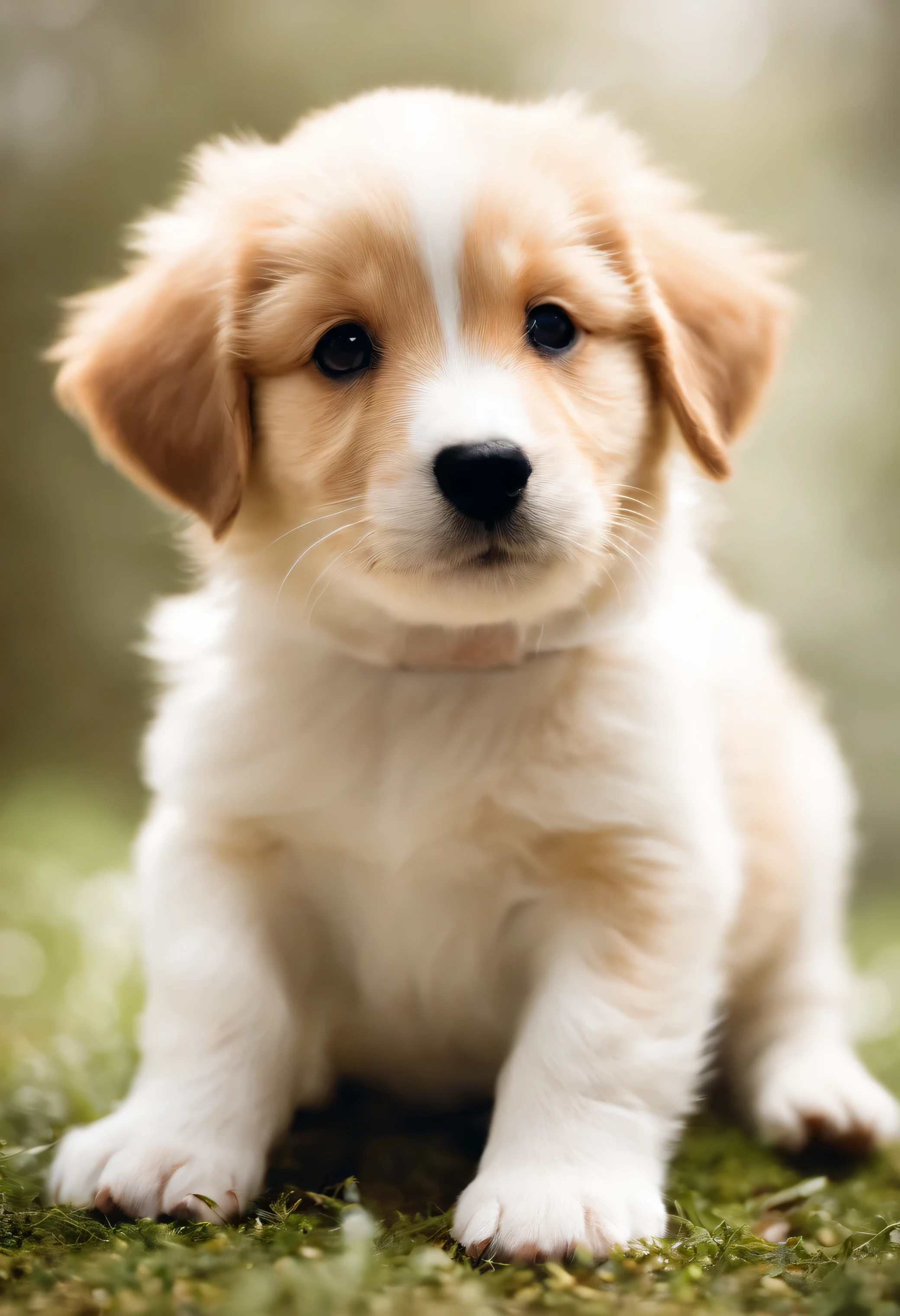 puppy, Sunny appearance, white background, 1 animal, profile, whole body
