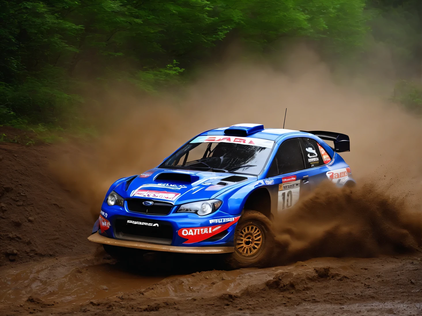 racing car, Subaru Impreza WRC97, rally car, Rally specification, Off-road driving, (Mud stains:1.3),