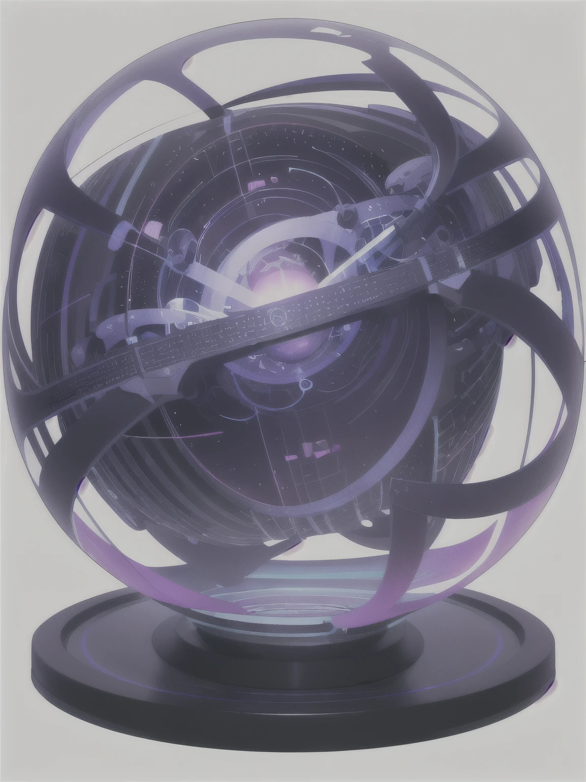 A round ball，science and technology，Cool，blue purple，illustration，Vector，concise，3D style，Transparent Background，