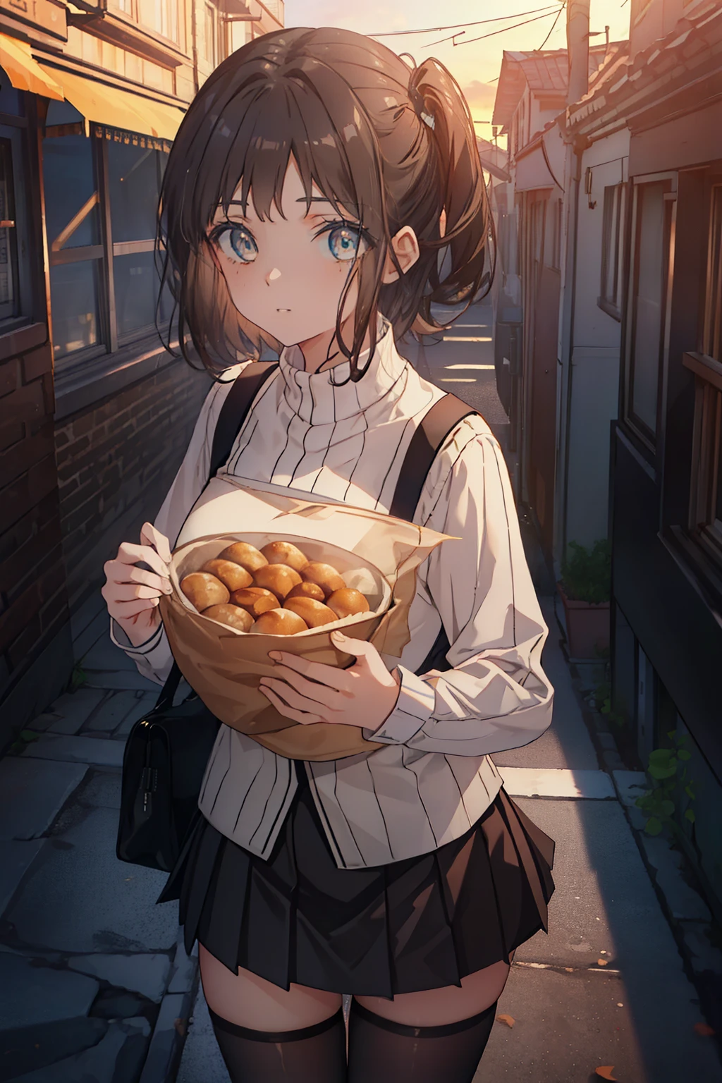 highest quality, masterpiece, High resolution, alone, {Itsuwa_toarumajutsunoindex:1.15}, brown eyes, brown hair, short hair, 1 girl, black hair, black sailor suit,black pleated skirt,white stockings,brown loafers,walking,evening,sunset,In town,building street,(masterpiece:1.2), highest quality, High resolution, unity 8k wallpaper, (shape:0.8), (beautiful and detailed eyes:1.6), highly detailed face, perfect lighting, Very detailed CG, (perfect hands, perfect anatomy),
