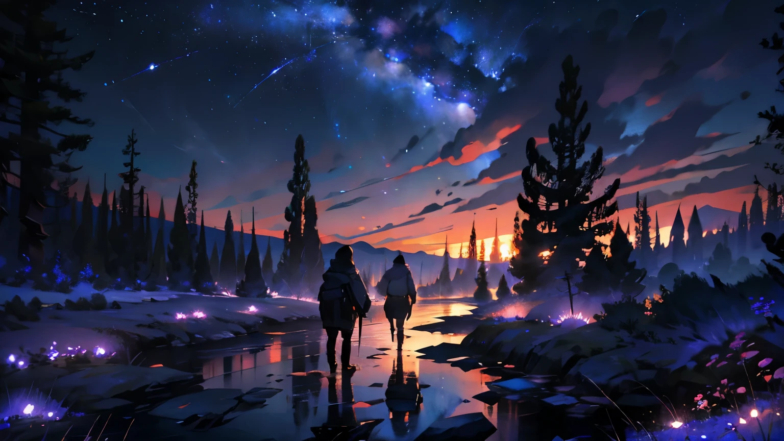 A landscape where stars and darkness intersect