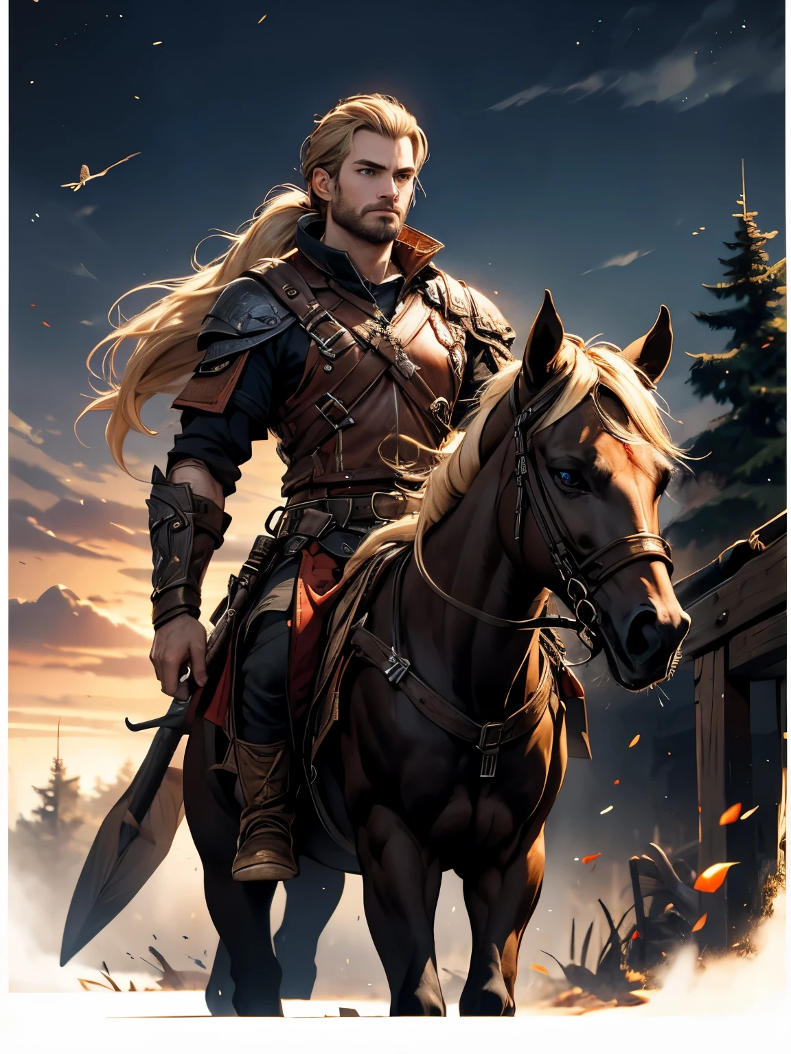 God of Hunt and Agriculture. Long dark blond pony tail. It is a male god.
