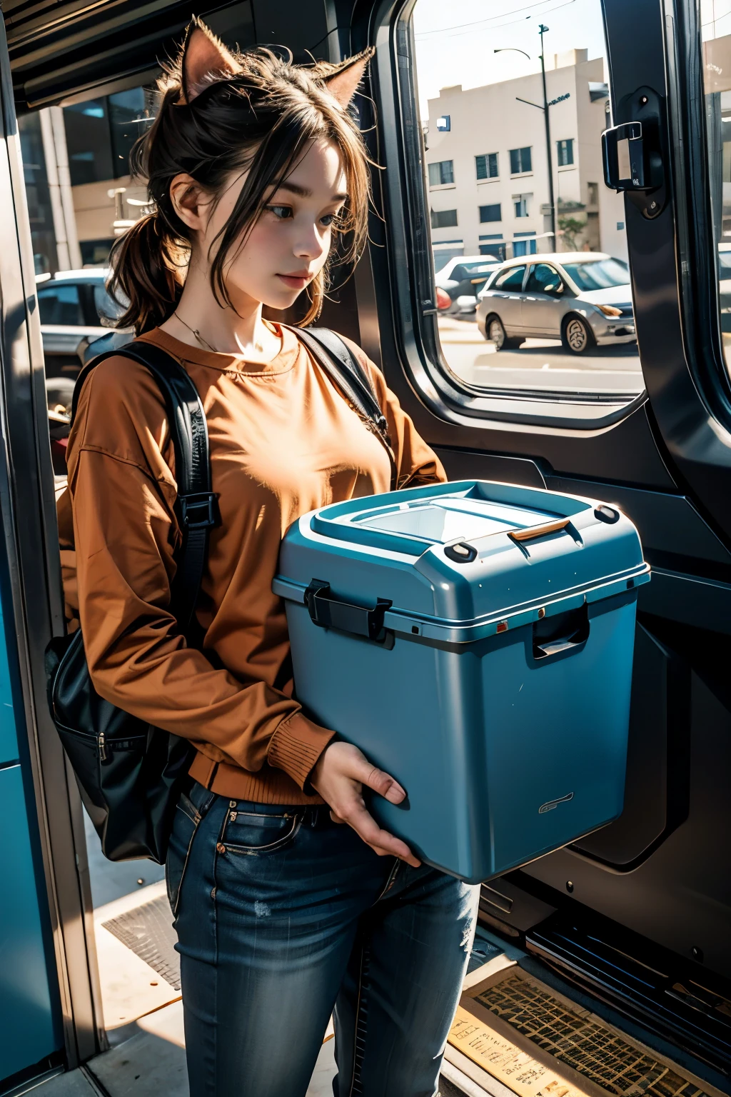 Flight Box Pet: A foldable, portable cat cage or cat bag, resembling a miniature space capsule, designed for easy transportation. This pet box boasts a small size, ideal for carrying a 10kg pet, and is equipped with a breathable car peach suit and strap for convenient rolling. The cage is constructed with a lightweight yet sturdy material to ensure the safety and comfort of your furry friend during transit. The cat box is spacious yet compact, featuring a well-ventilated design to maintain a comfortable environment for your pet. This innovative pet carrier can double as a temporary living quarters or a cozy travel companion for your dog or cat.