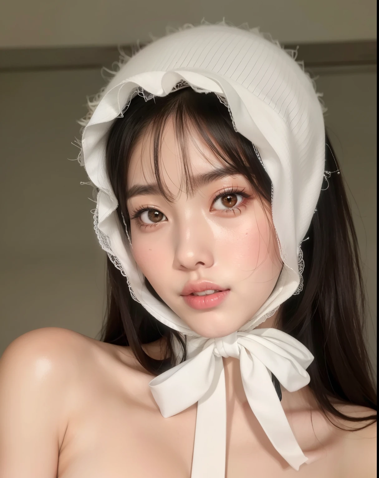Araffed Asian woman wearing a white hat and a white dress, ulzzang, usando un lindo sombrero, Young cute pale asian face, peinado de corte hime blanco, joven y adorable rostro coreano, pale korean adorable face, pale, snow-white skin, linda cara de anime natural, ella tiene una cara linda, preciosa cara delicada, usando una gargantilla y un lindo sombrero