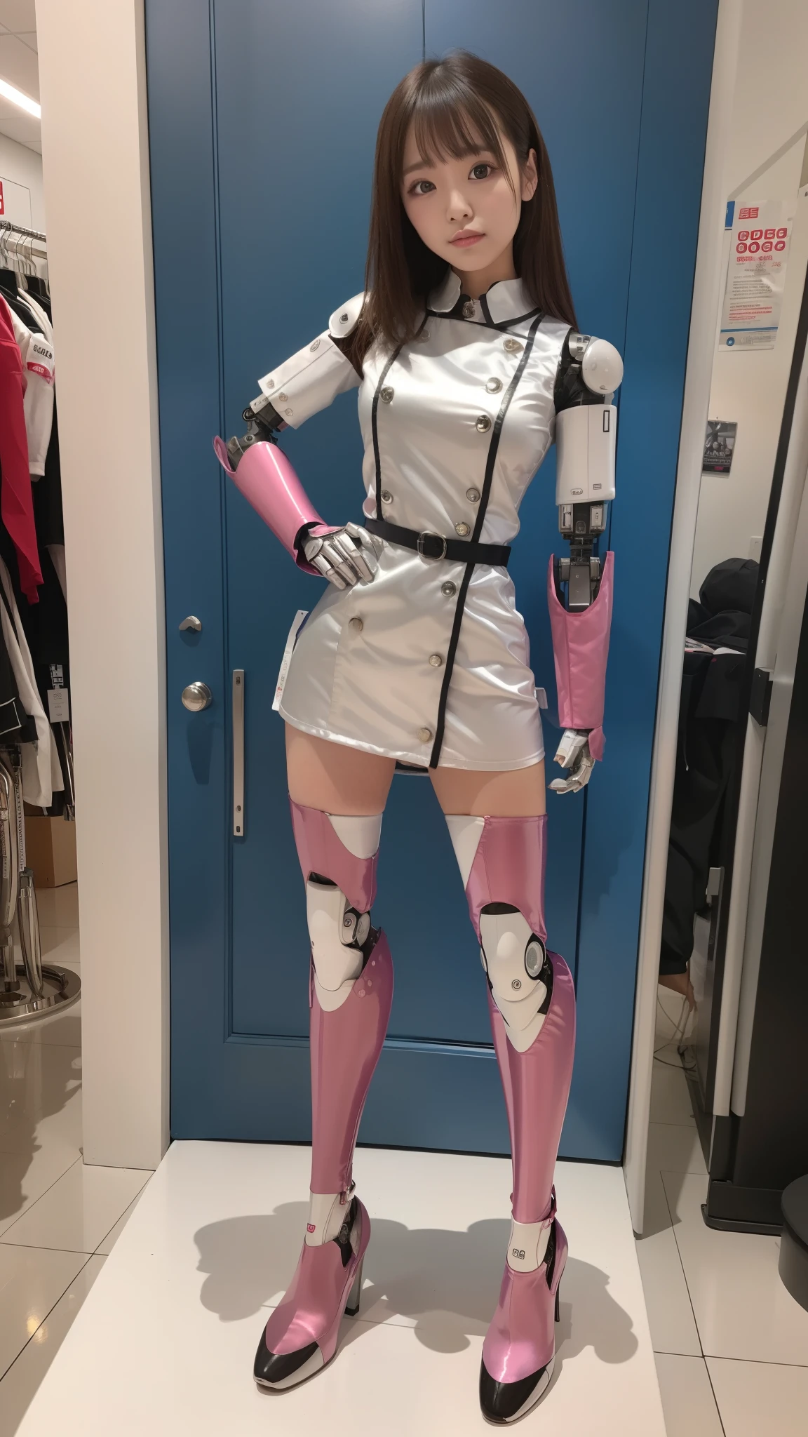 Silver satin nurse uniform, Silver satin nurse costume, robot