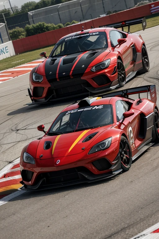 (a)high speed,racing car,red sports car,shiny finish,aggressive design,(best quality,4k,highres:1.2),vivid colors,sleek curves,customized details,chrome wheels,carbon fiber body,streaks of motion,roaring engine sound,professional driver,fast and furious,winning the race,crowded racetrack,fierce competition,blurry background,adrenaline rush,checkered flag,smell of burning rubber,driver's helmet,(intense,exciting) atmosphere,precision steering,tight turns,fast acceleration,high-performance tires,confident grip,impressive speed,skid marks