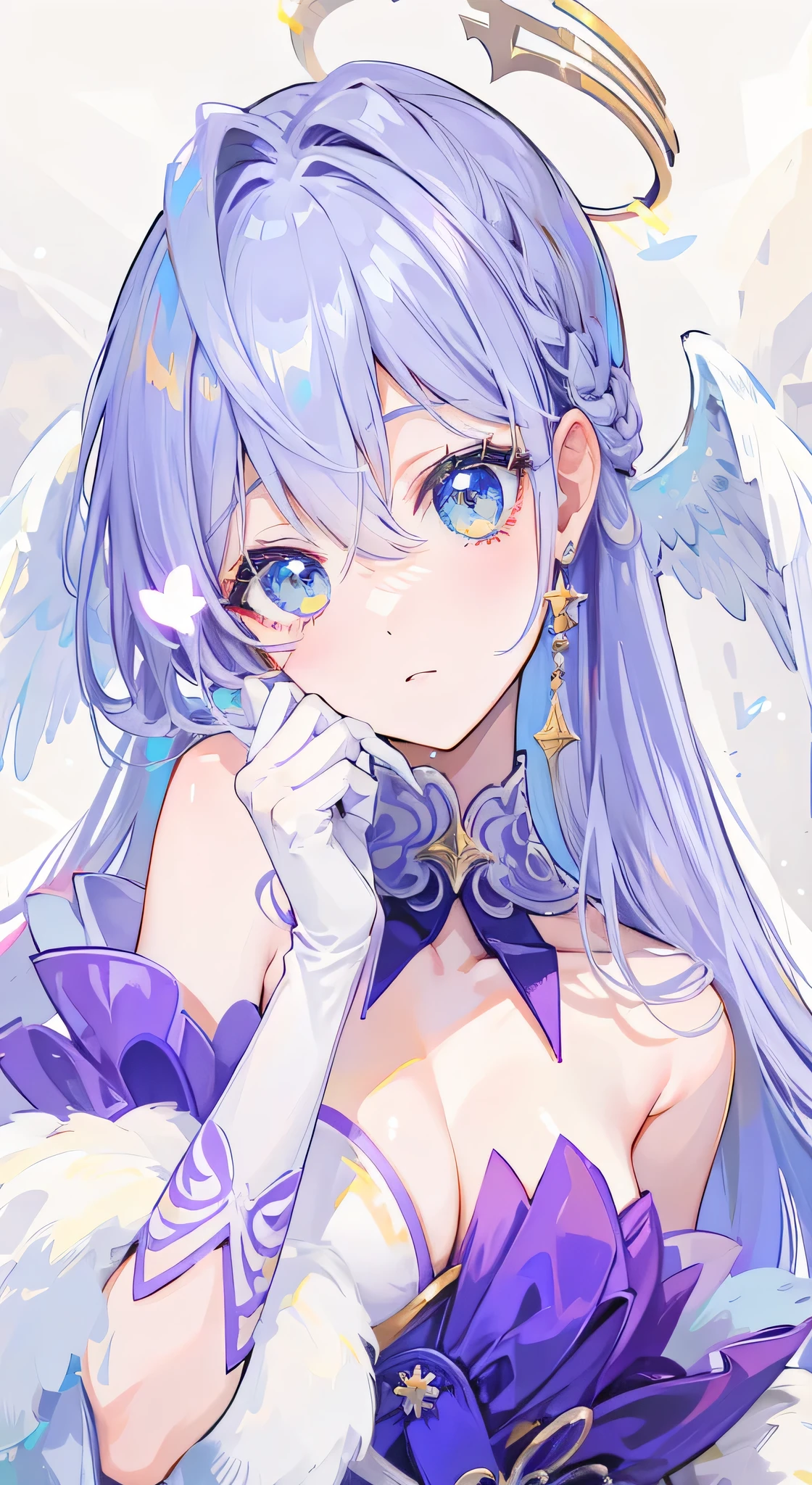 Angel wings anime girl with halo on head, Zodiac girl knight portrait, Detailed digital animation art, Beautiful anime portrait, cute anime girl portraits, Digital art on pixiv, beautiful anime girl, zero art, beautiful anime girl, cute anime girl, Cute anime waifu wearing nice clothes, Detailed anime art, cute anime girl portrait, clean Detailed anime art