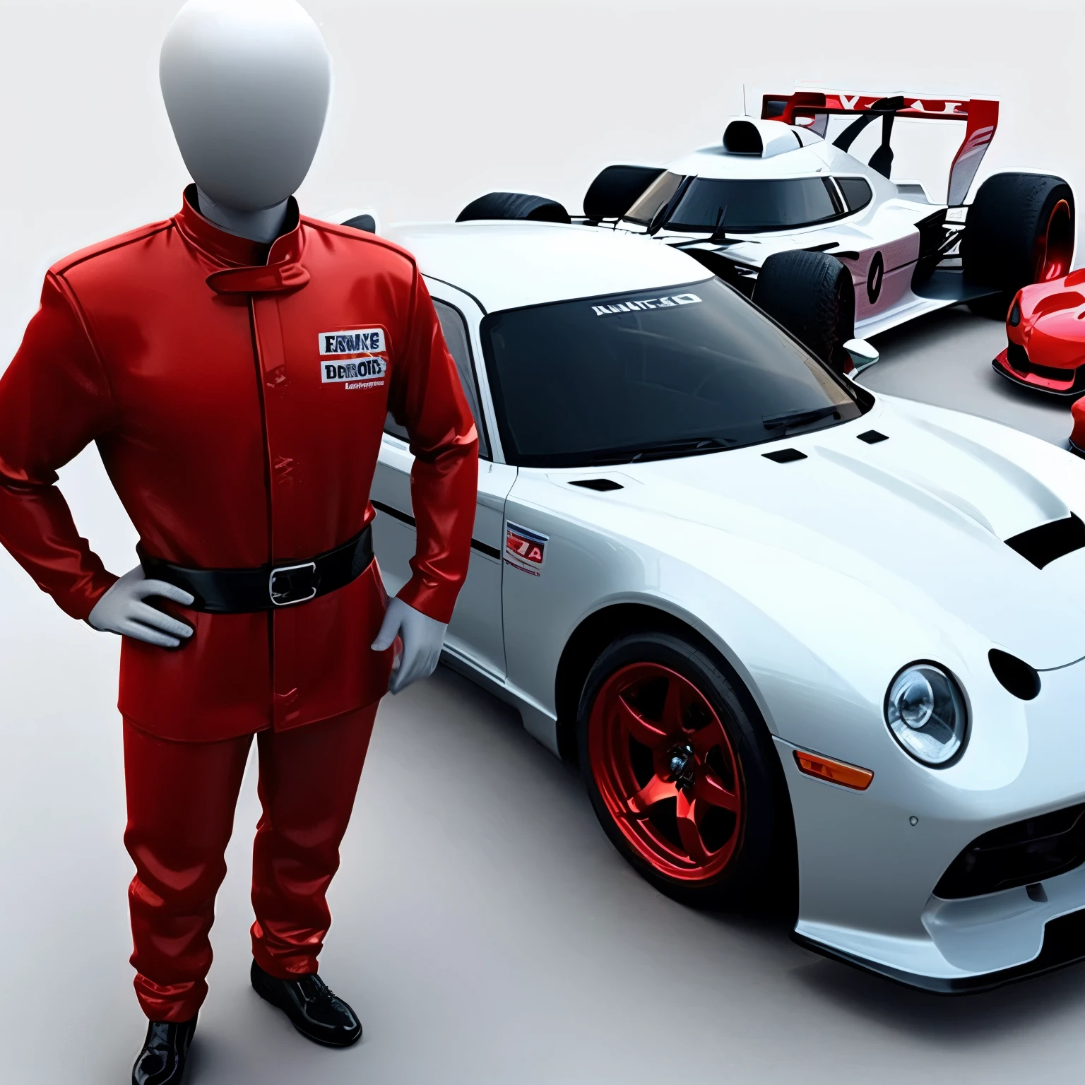 tracks, (race track),many bhmans, Racing Car,(masterpiece, best quality:1.2), bhman,3d, figure