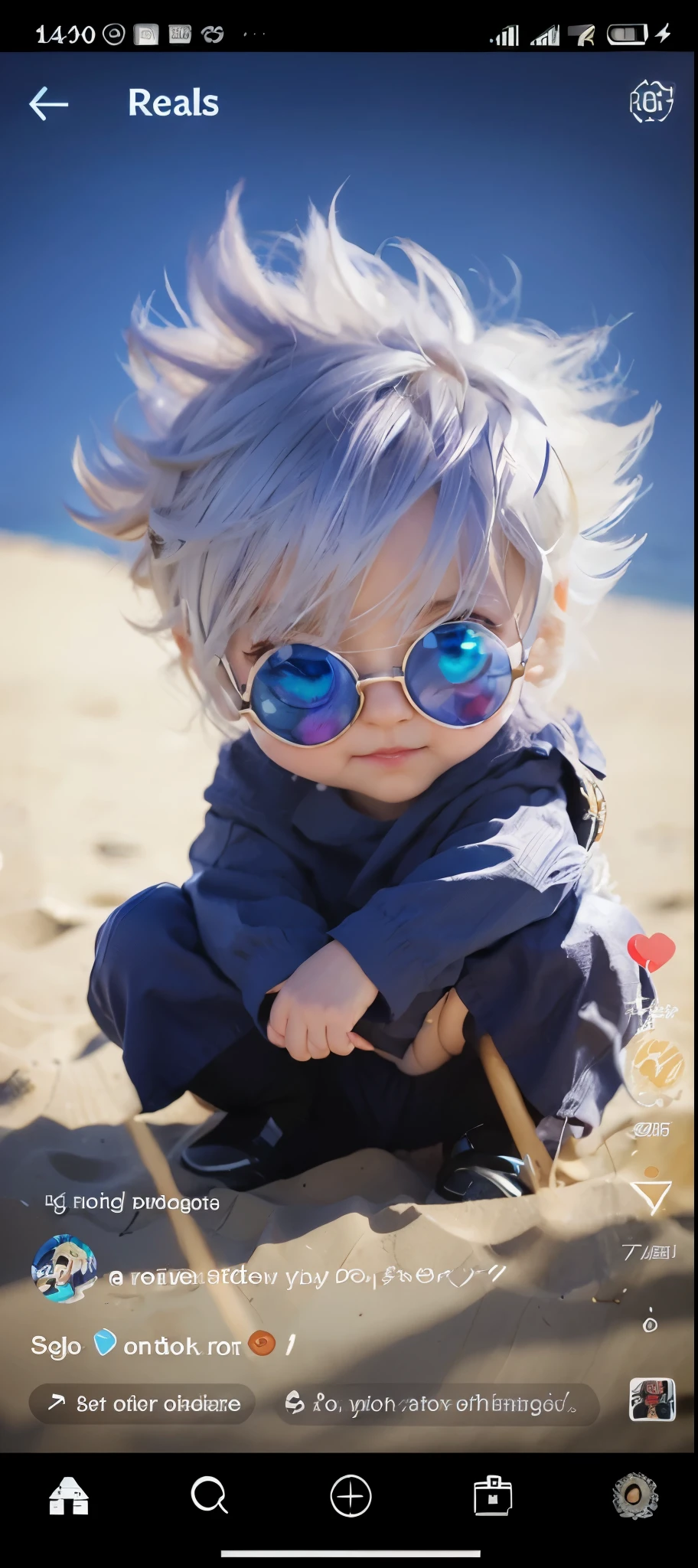 a close up of a person with blue eyes sitting on a beach, adorable digital painting, cute detailed digital art, cute digital art, advanced digital chibi art, made with anime painter studio, cute character, killua zoldyck, hero 2 d fanart artsation, artwork in the style of guweiz, cute cartoon character, high quality fanart