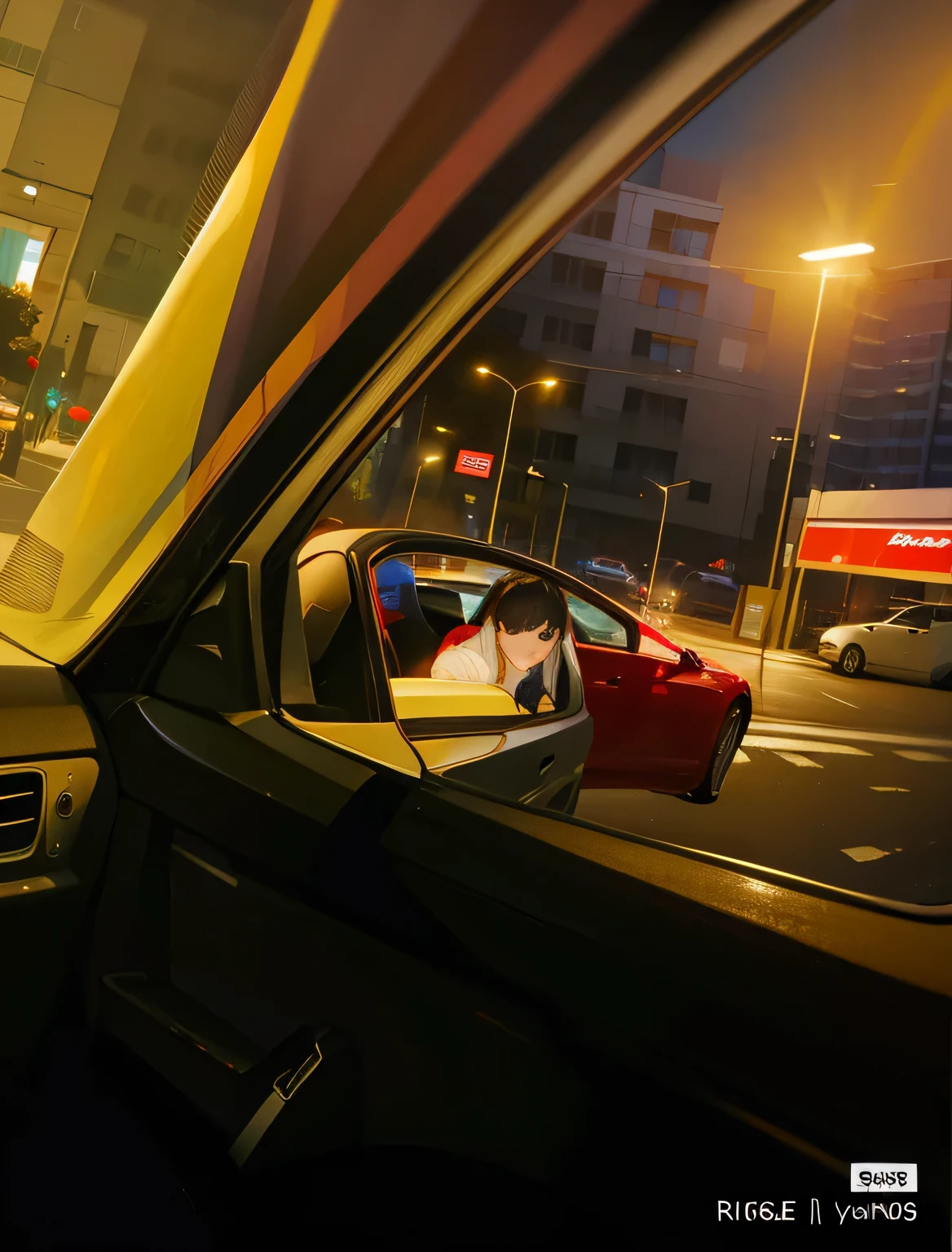 Have a car，There is a red bag on the passenger seat, car photography, Photographed by Nikon Z9, Photographed using sigma f/ 4.2, Photographed using sigma f / 4. 2, Shot with Canon eos r 5, Shot with Canon EOS R5, shot with a canon 20mm lens, Shot using sigma 2 0 mm f 1. 4