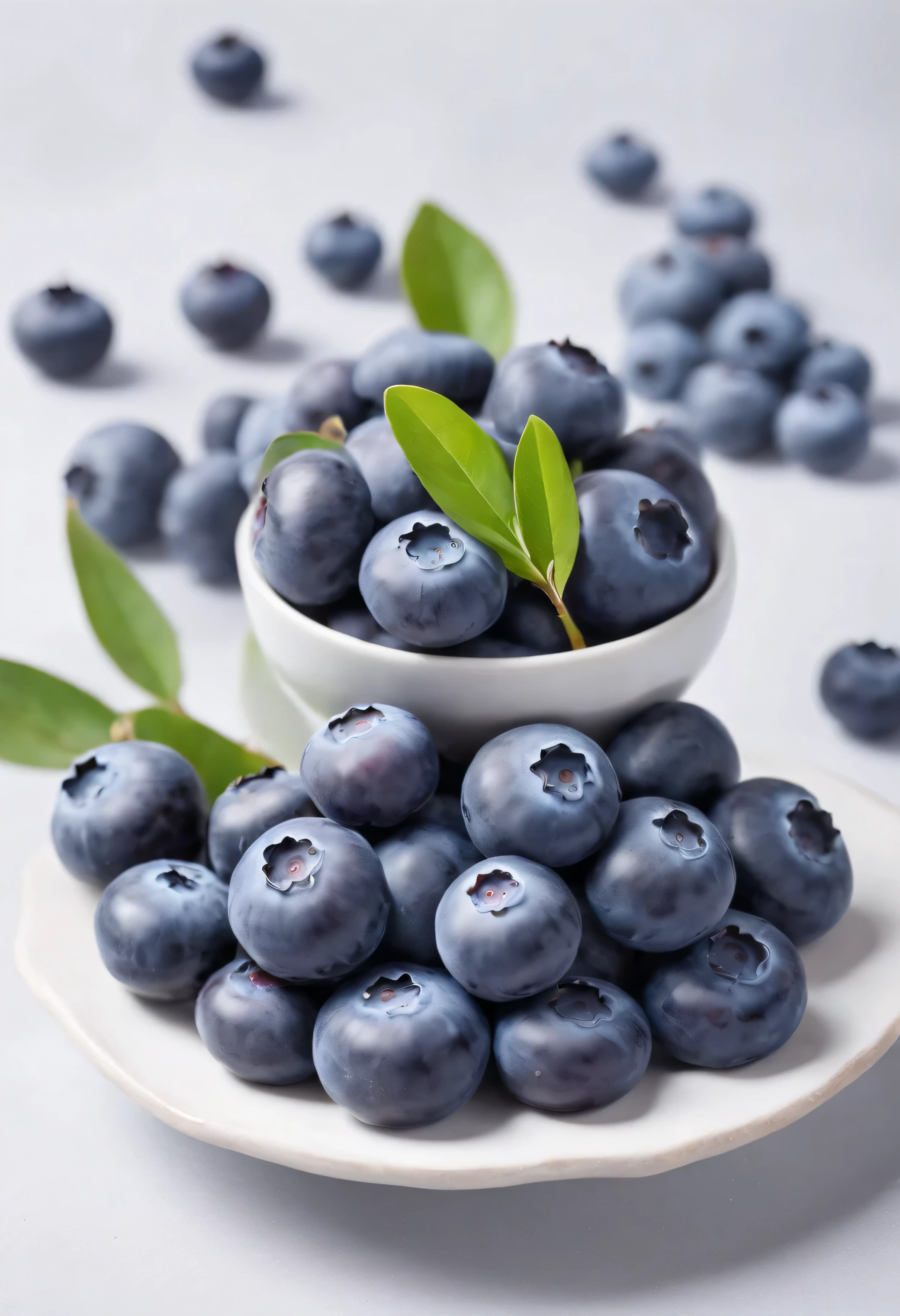 Blueberries, white background, food photography, product photo, magazine photo