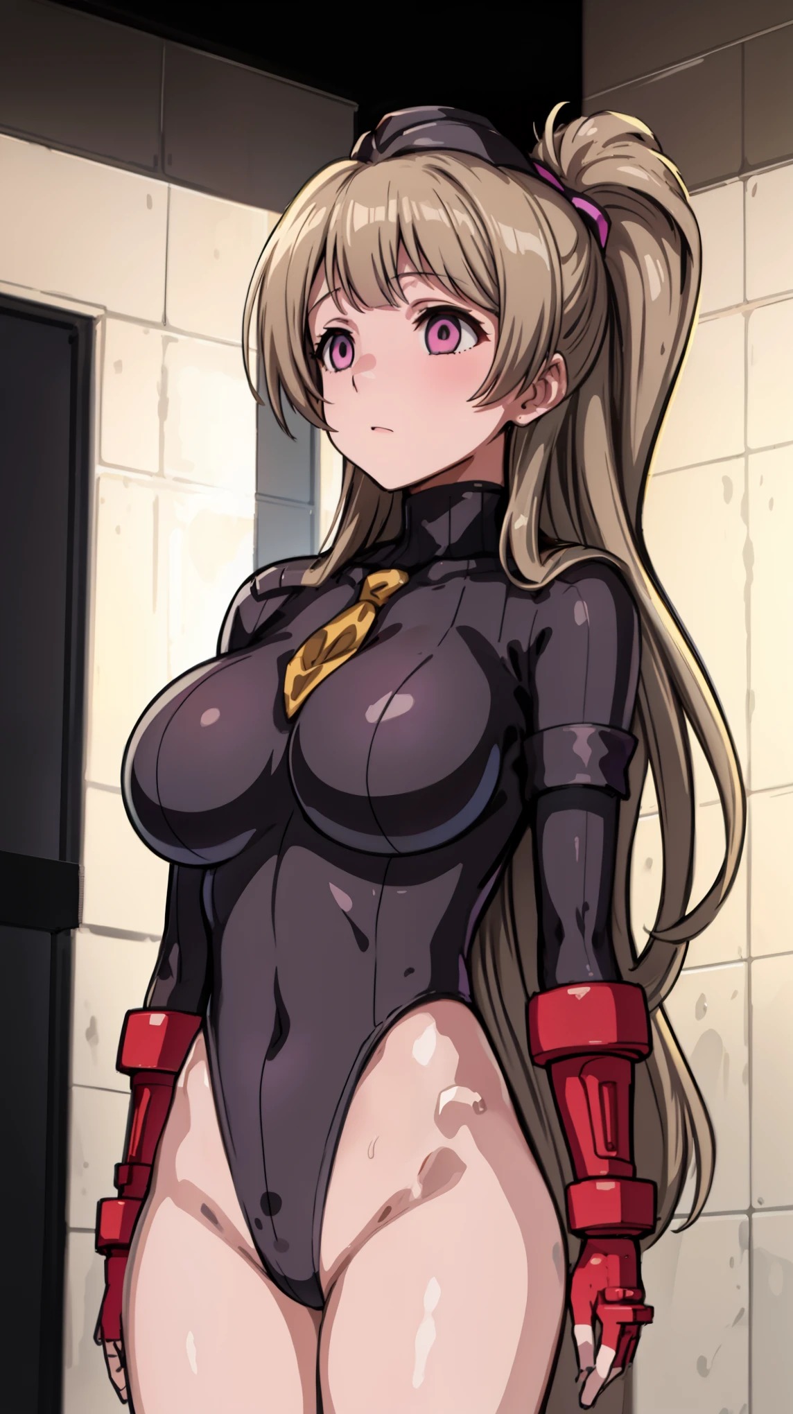 1 girl,NSFW,kotori minami ,(lovelive),clavicle, absurd, brainwashing,Combatant, empty eyes,((purple glowing eyes 1.5)),  huge breasts , No expression, emotions removed,(black shadaloo suit),look away , whole body shape, ((stand up, salute)),(highest quality、4k、8K、High resolution、must have:1.2)、Super detailed、(reality、reality的なです、reality的な:1.37)、ticker、hyper hd、studio lighting、ultra definition paint、sharp focus、Physically based rendering、extreme details、Professional specifications、vibrancy and color、blurry、sports portrait、landscape、horror style、anime big breasts、SF、photograph、concept artist、five fingers, perfect body,  {{{masterpiece}}}, {{{highest quality}}}, {{Super detailed}}, {shape}, {{very delicate and beautiful}},Improved cost performance、all roles、Canon 5D MK4でphotograph、photograph, 