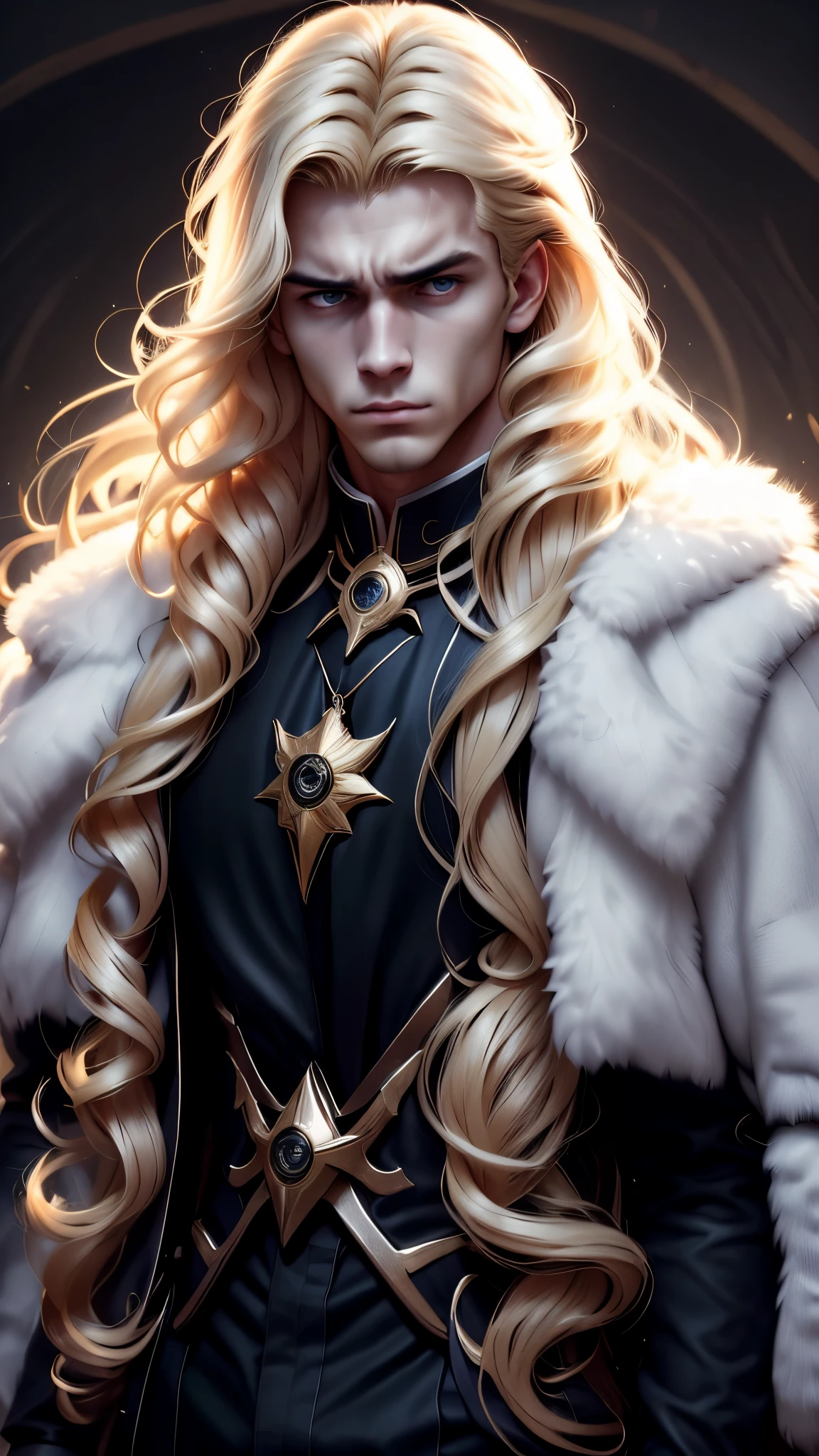 Blonde,young people,man,Handsome,but no smile,Frowning,fierce gaze