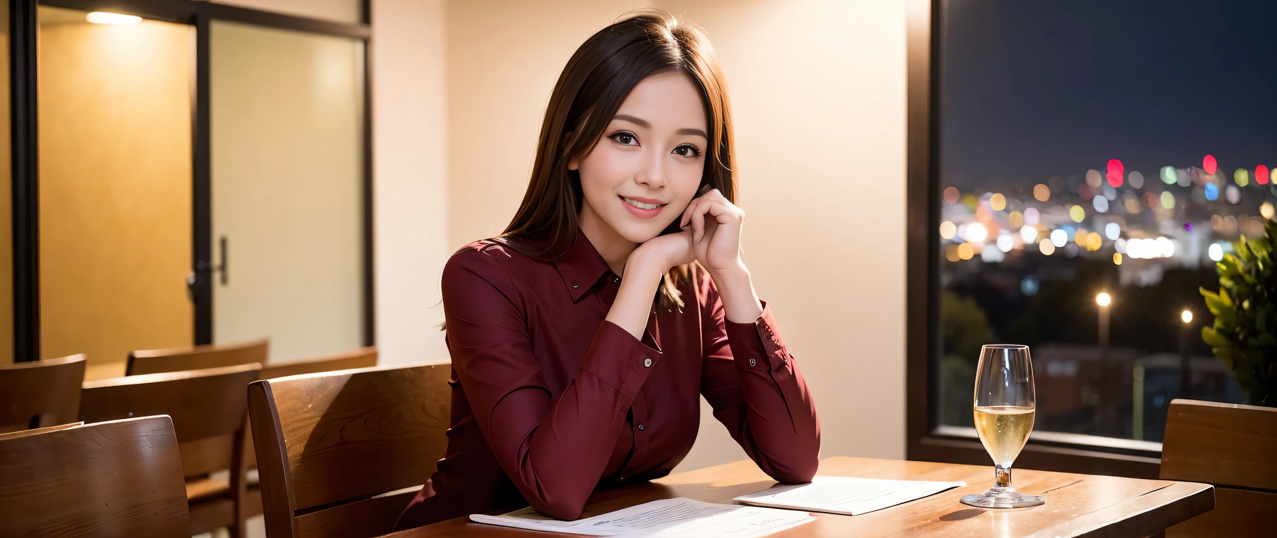 Receptionist、business sui、Company lobby、by the window、hiquality、A hyper-realistic、healthy、Smiling expression、Slender perfect figure、Japan beauties、beautidful eyes、face perfect、Beautiful skin