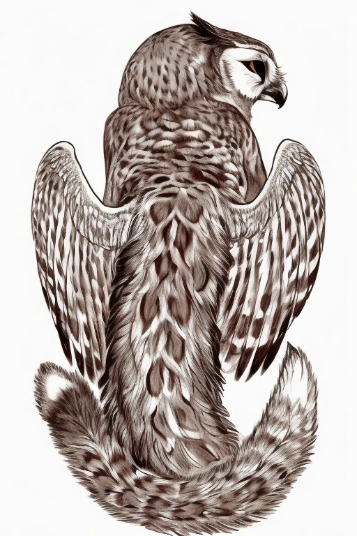 ((top quality sad, Animals, fox head, wolf carcass, owl back wing, tail snake,
)), ((masterpiece)), (be familiar with), perfect face