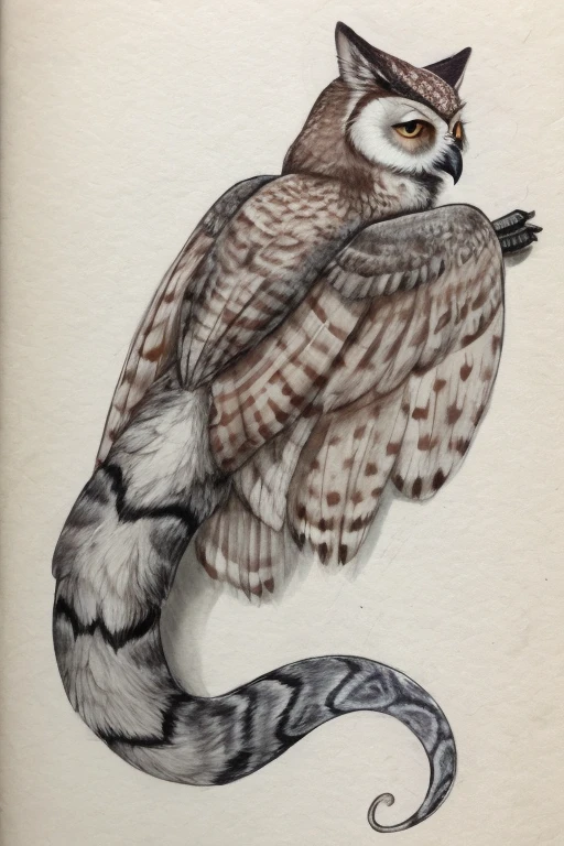 ((sad, Animals, fox head, wolf carcass, owl back wing, tail snake,
)),