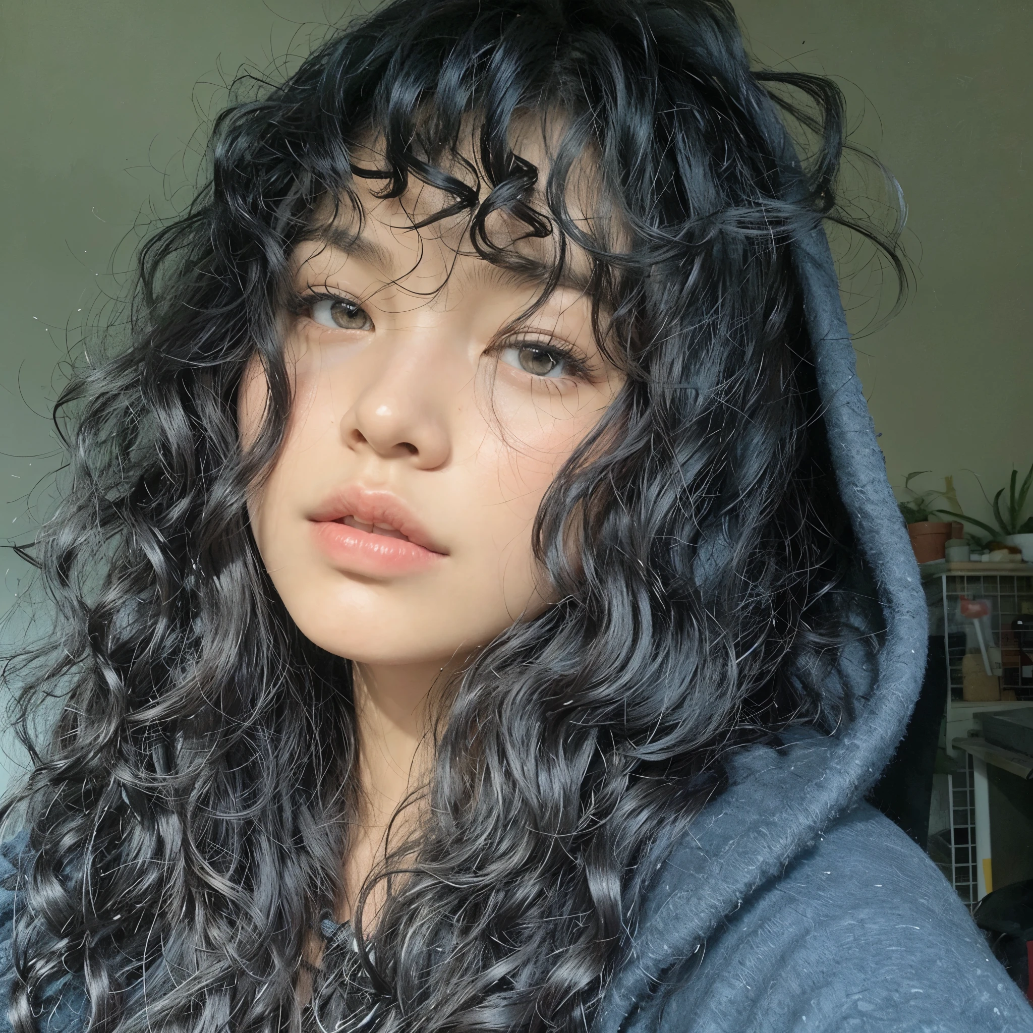 Mujer arafed con sudadera con capucha y sudadera con capucha., ondulado bangs, with long ondulado hair, long messy ondulado hair, messy ondulado hair, long wild black ondulado hair, ondulado haired, black ondulado hair, black long ondulado hair, ondulado hair, ondulado black hair, long black ondulado hair, ondulado dark hair, long ondulado black hair, ondulado
